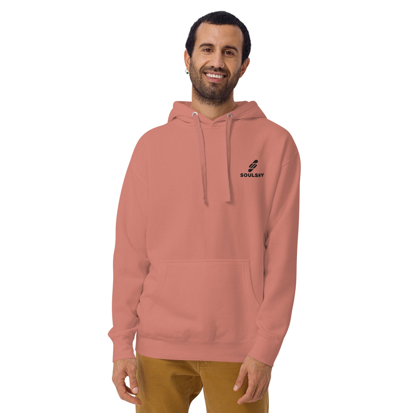 Embroidered Logo Popover Hoodie - Pink