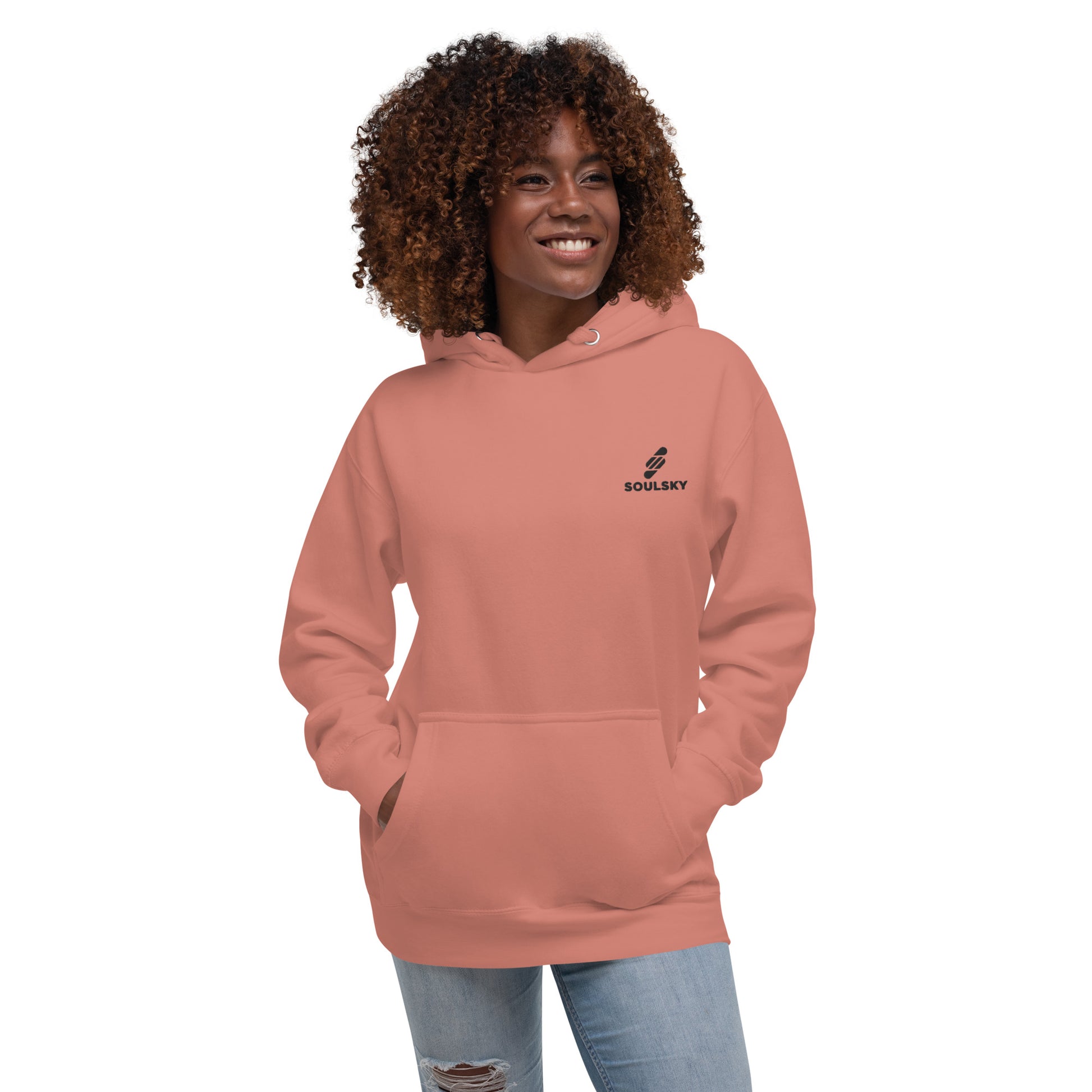 Embroidered Logo Popover Hoodie - Pink - SOULSKY