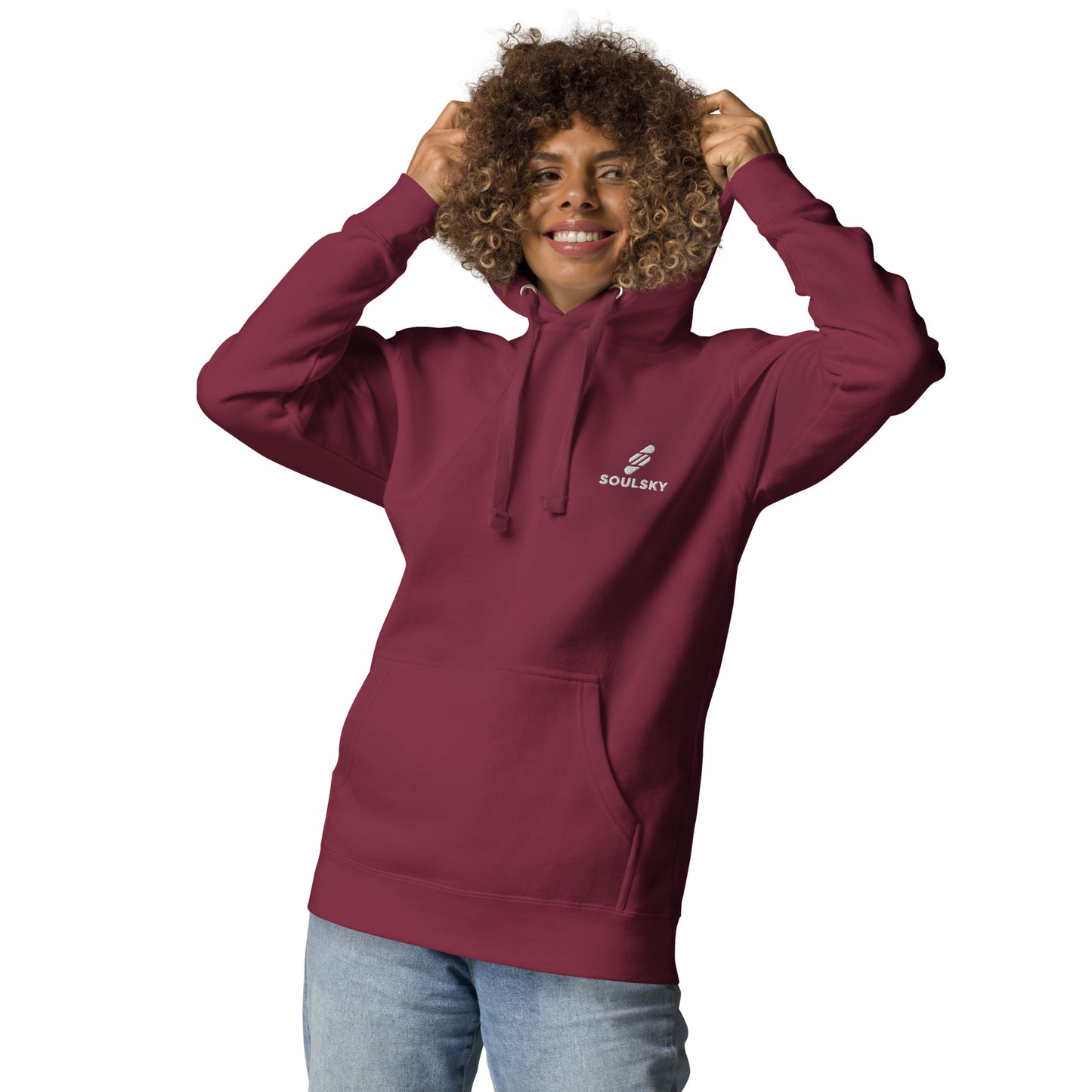 Embroidered Logo Popover Hoodie - Maroon