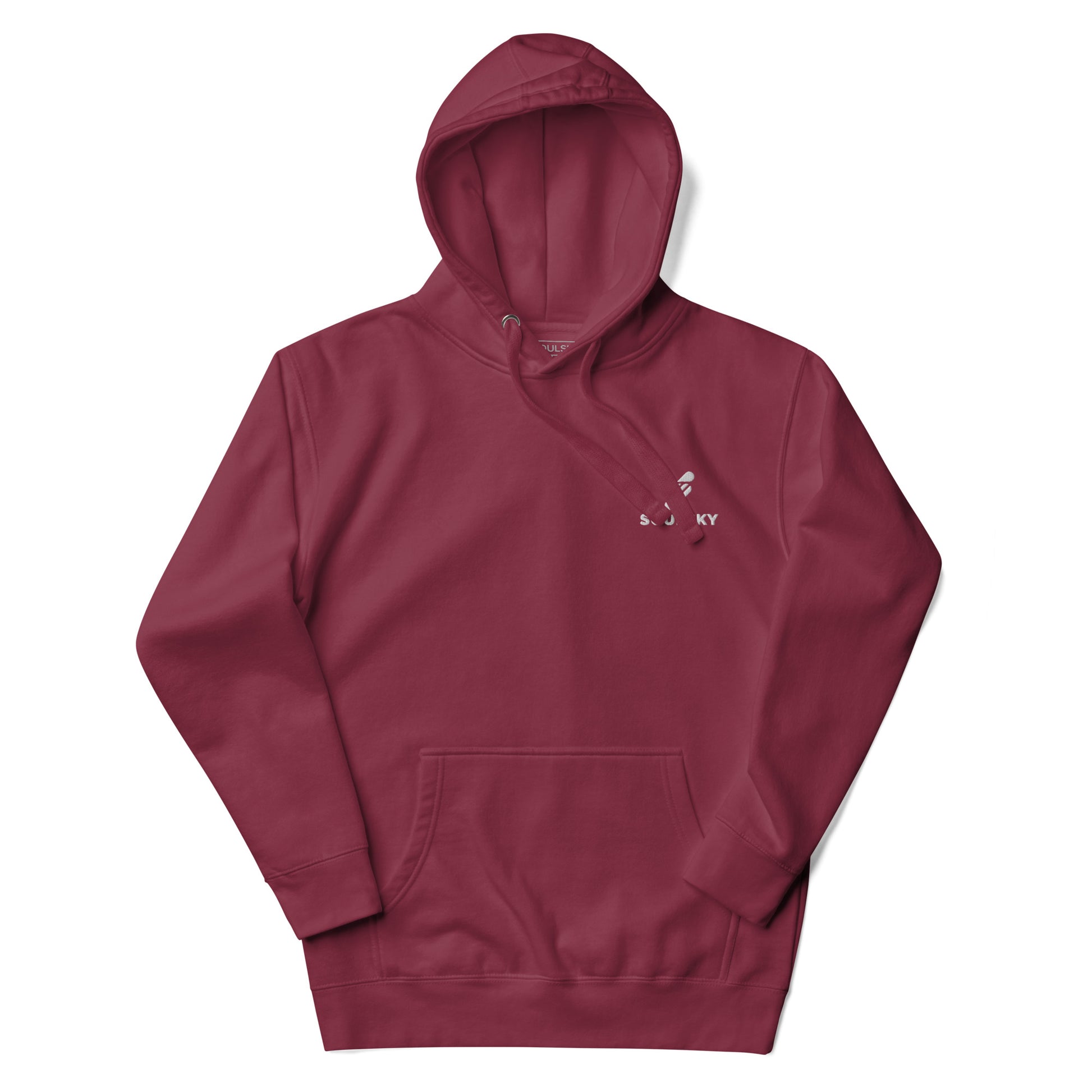 Embroidered Logo Popover Hoodie - Maroon - SOULSKY