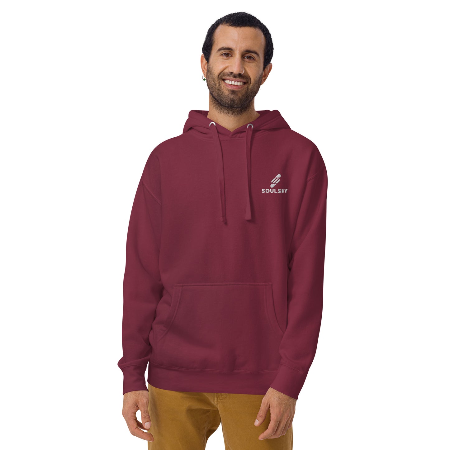 Embroidered Logo Popover Hoodie - Maroon
