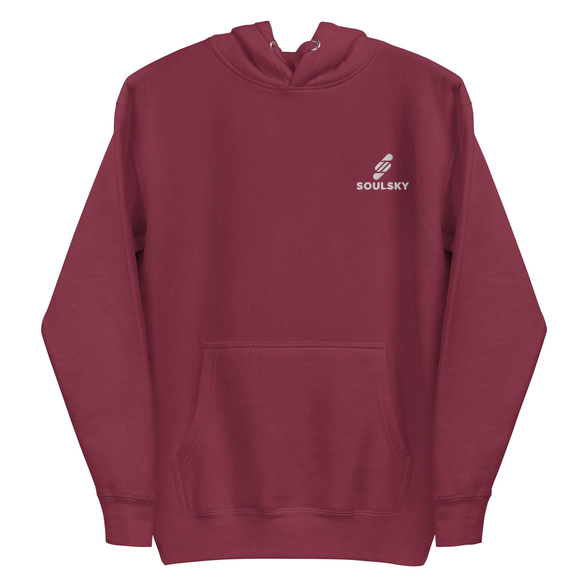 Embroidered Logo Popover Hoodie - Maroon - SOULSKY