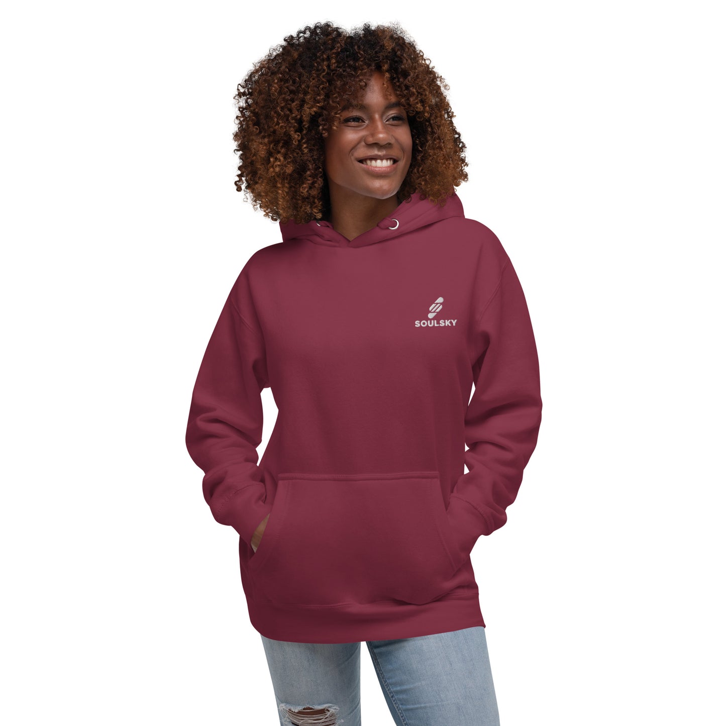 Embroidered Logo Popover Hoodie - Maroon