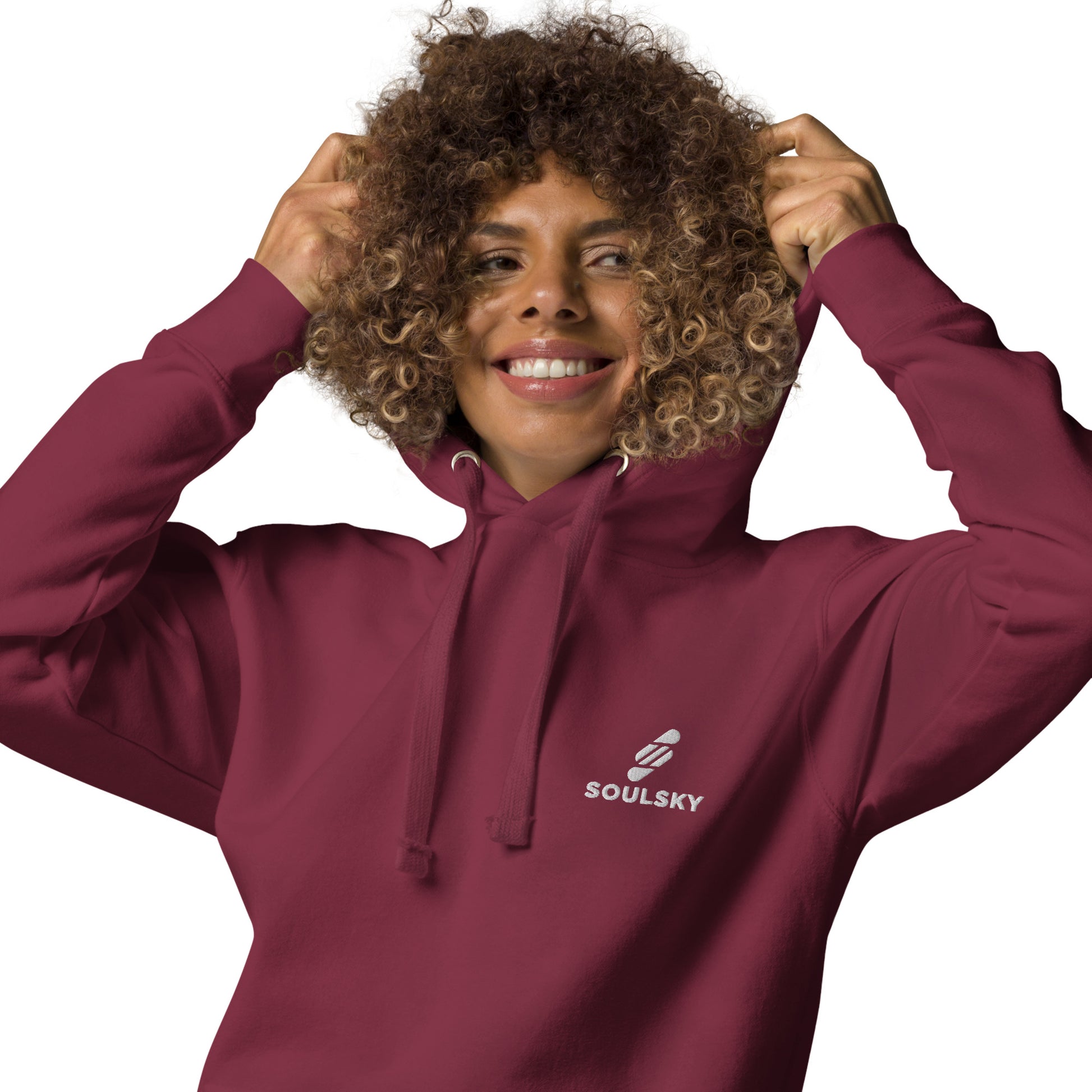 Embroidered Logo Popover Hoodie - Maroon - SOULSKY
