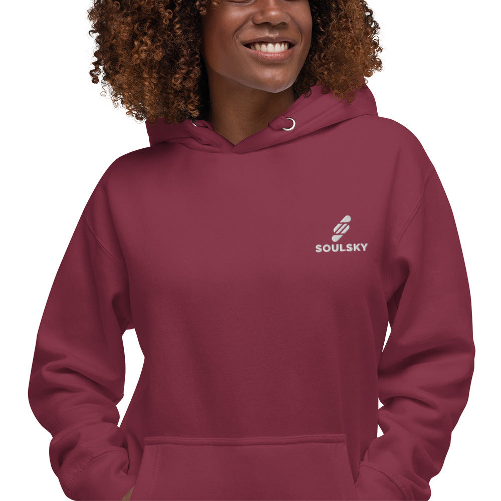 Embroidered Logo Popover Hoodie - Maroon