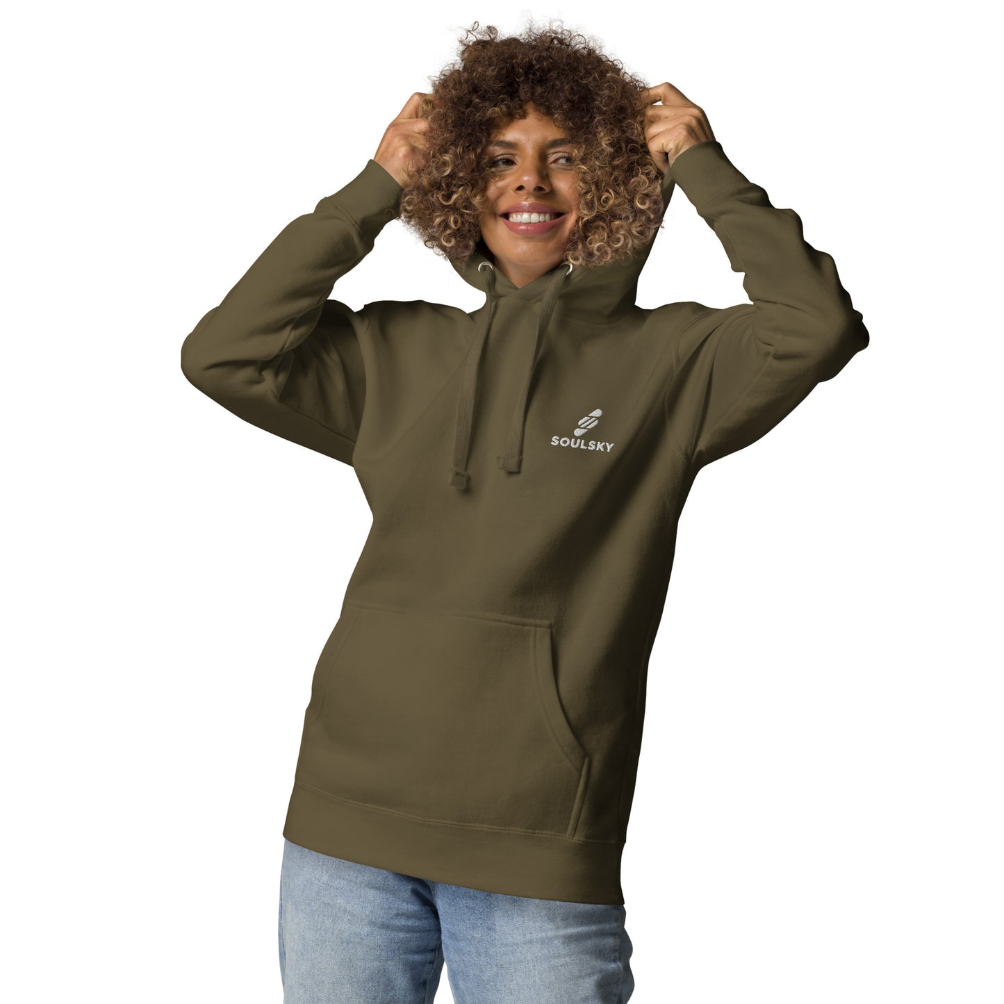 Embroidered Logo Popover Hoodie - Military Green