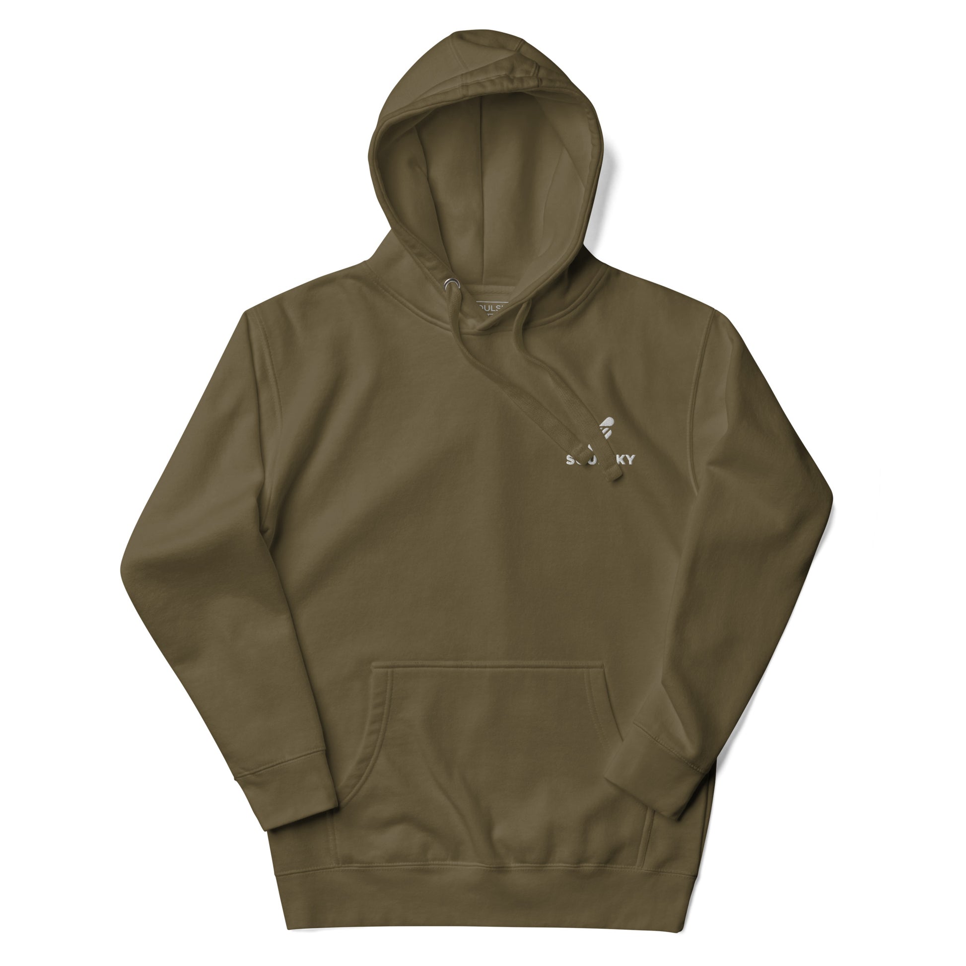 Embroidered Logo Popover Hoodie - Military Green - SOULSKY