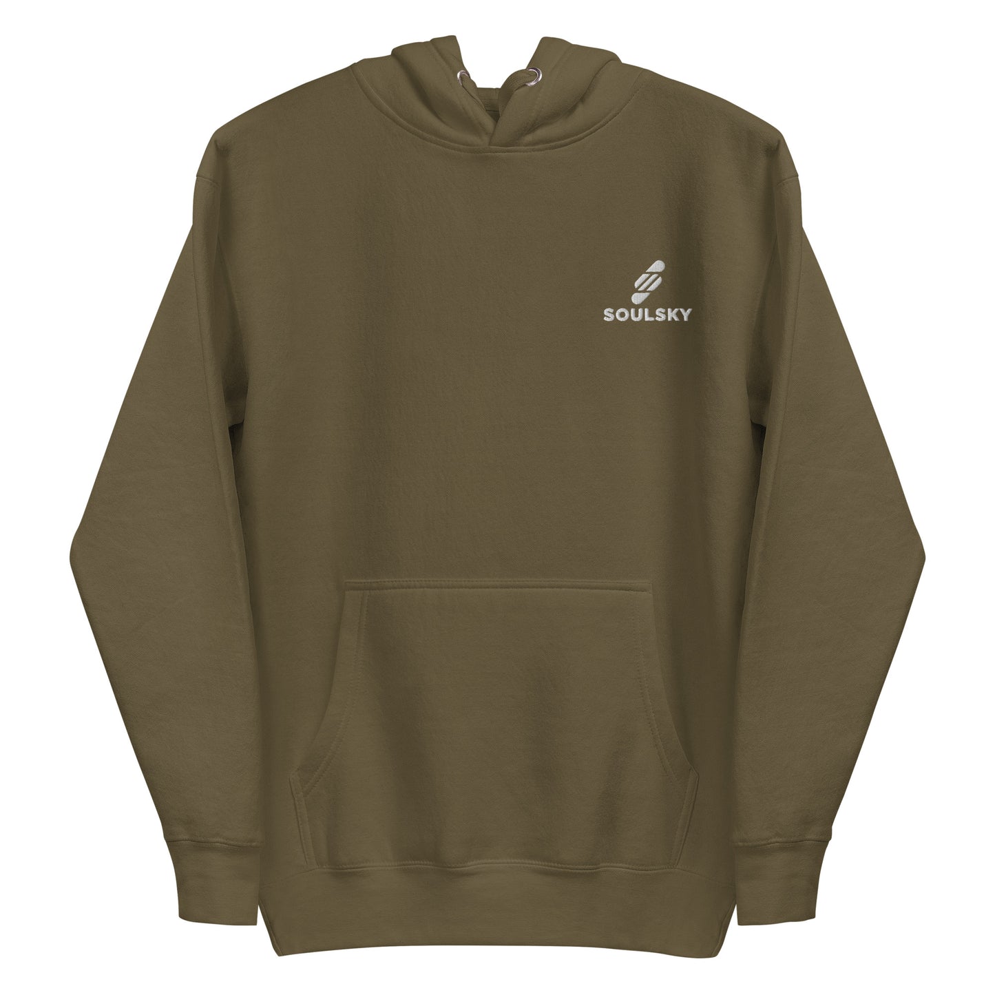 Embroidered Logo Popover Hoodie - Military Green