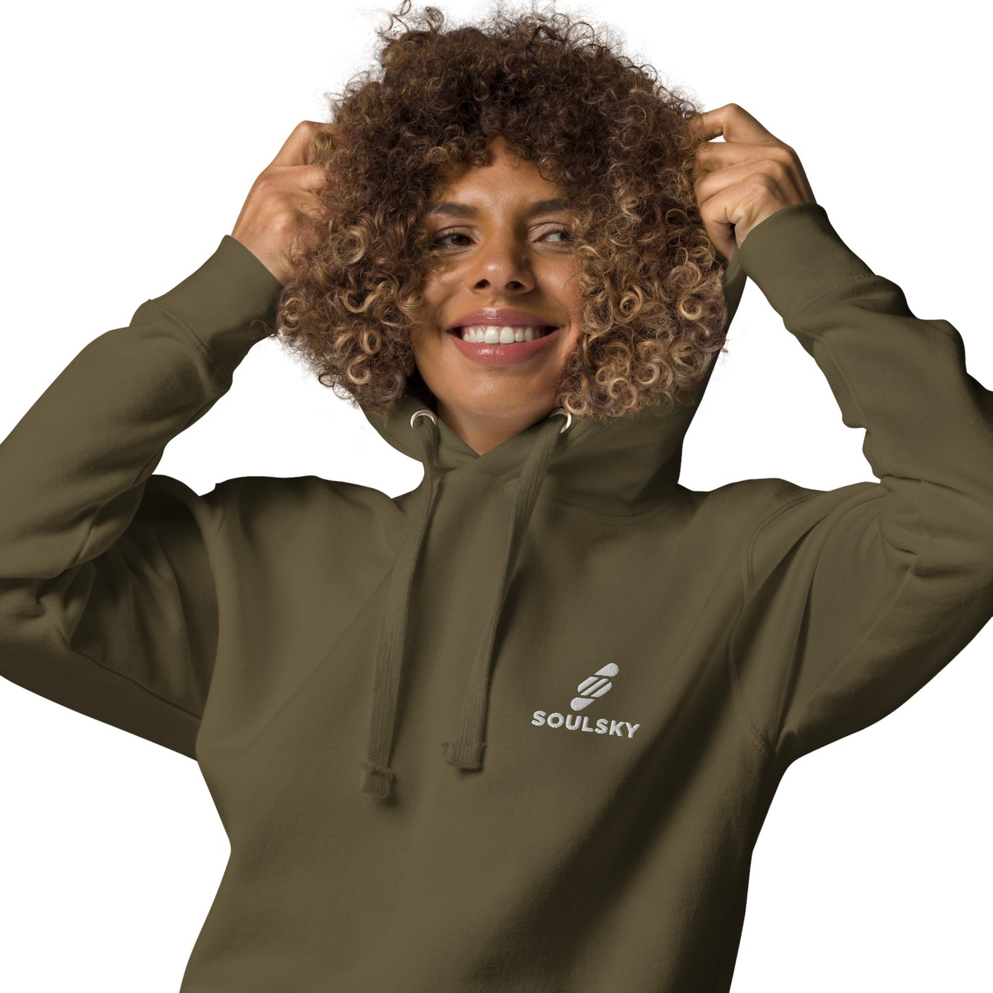 Embroidered Logo Popover Hoodie - Military Green