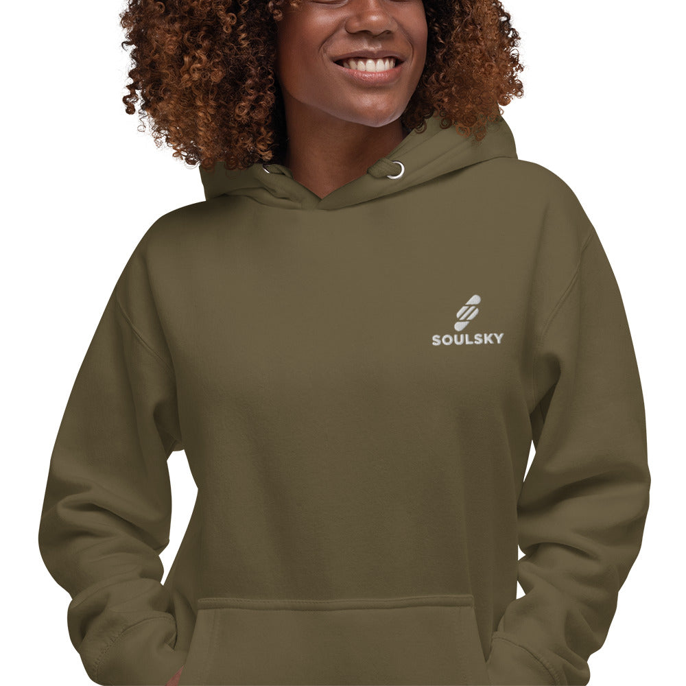 Embroidered Logo Popover Hoodie - Military Green