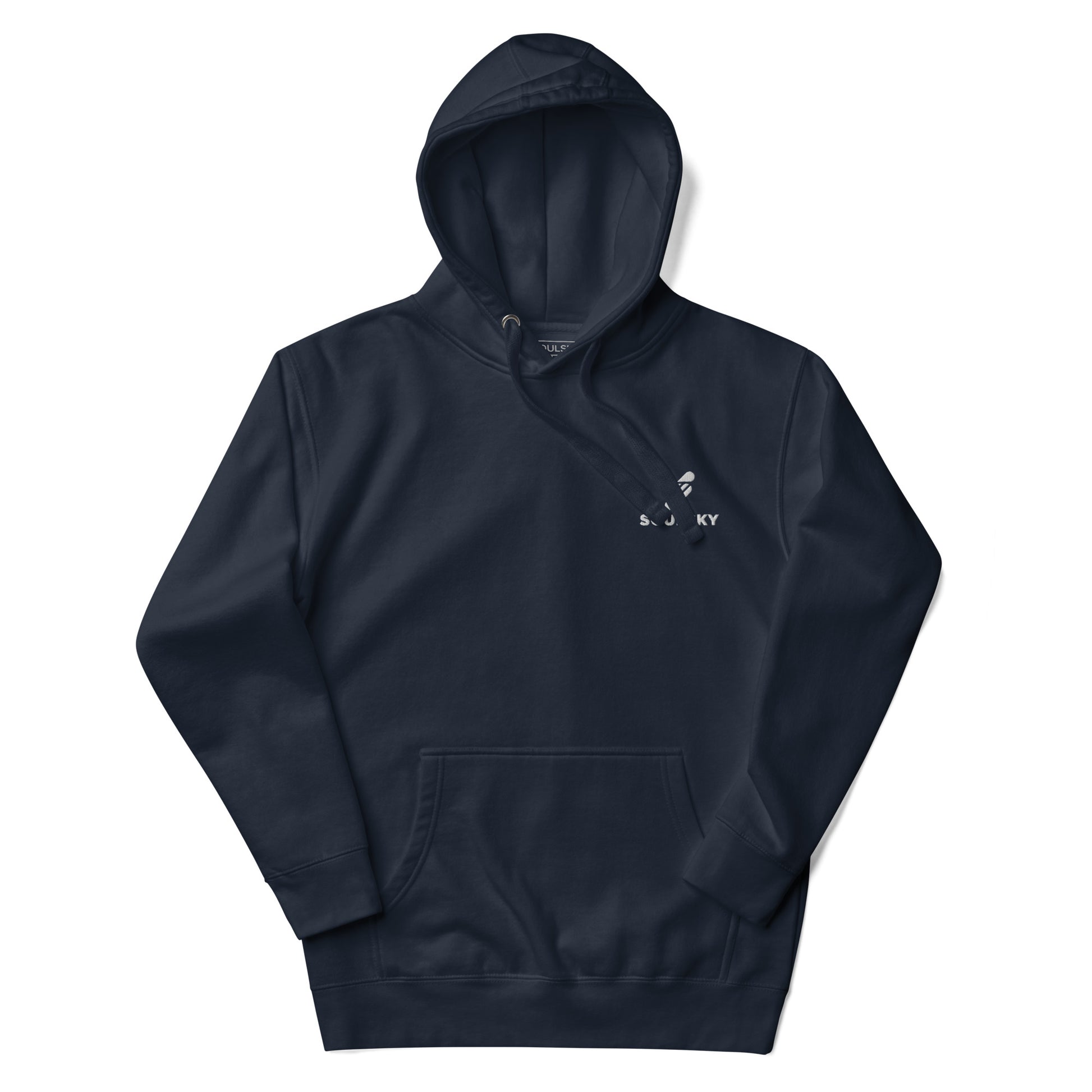 Embroidered Logo Popover Hoodie - Navy Blue - SOULSKY