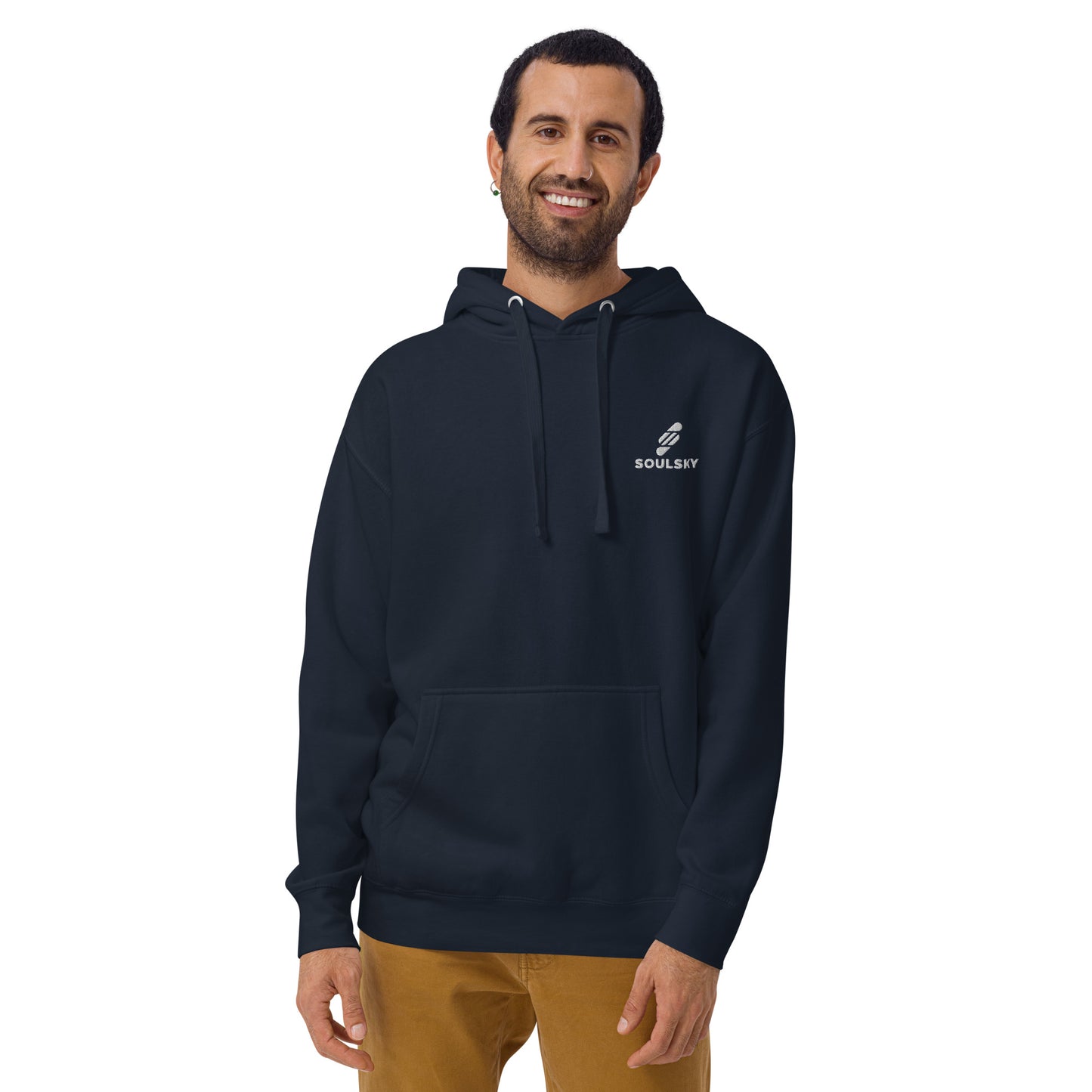 Embroidered Logo Popover Hoodie - Navy Blue