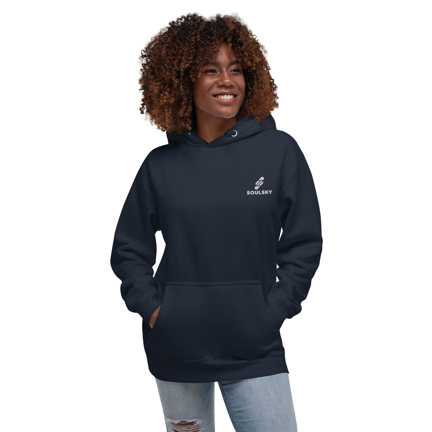 Embroidered Logo Popover Hoodie - Navy Blue