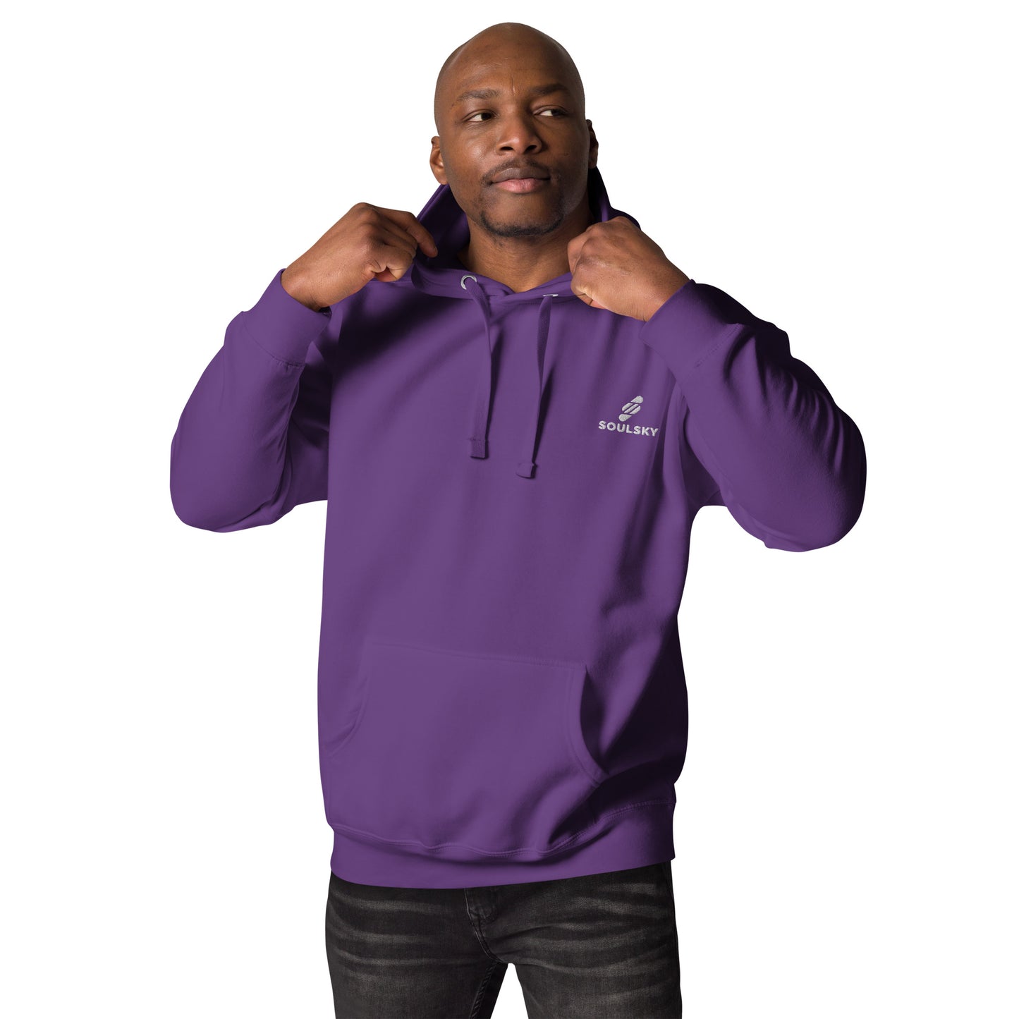 Embroidered Logo Popover Hoodie - Purple