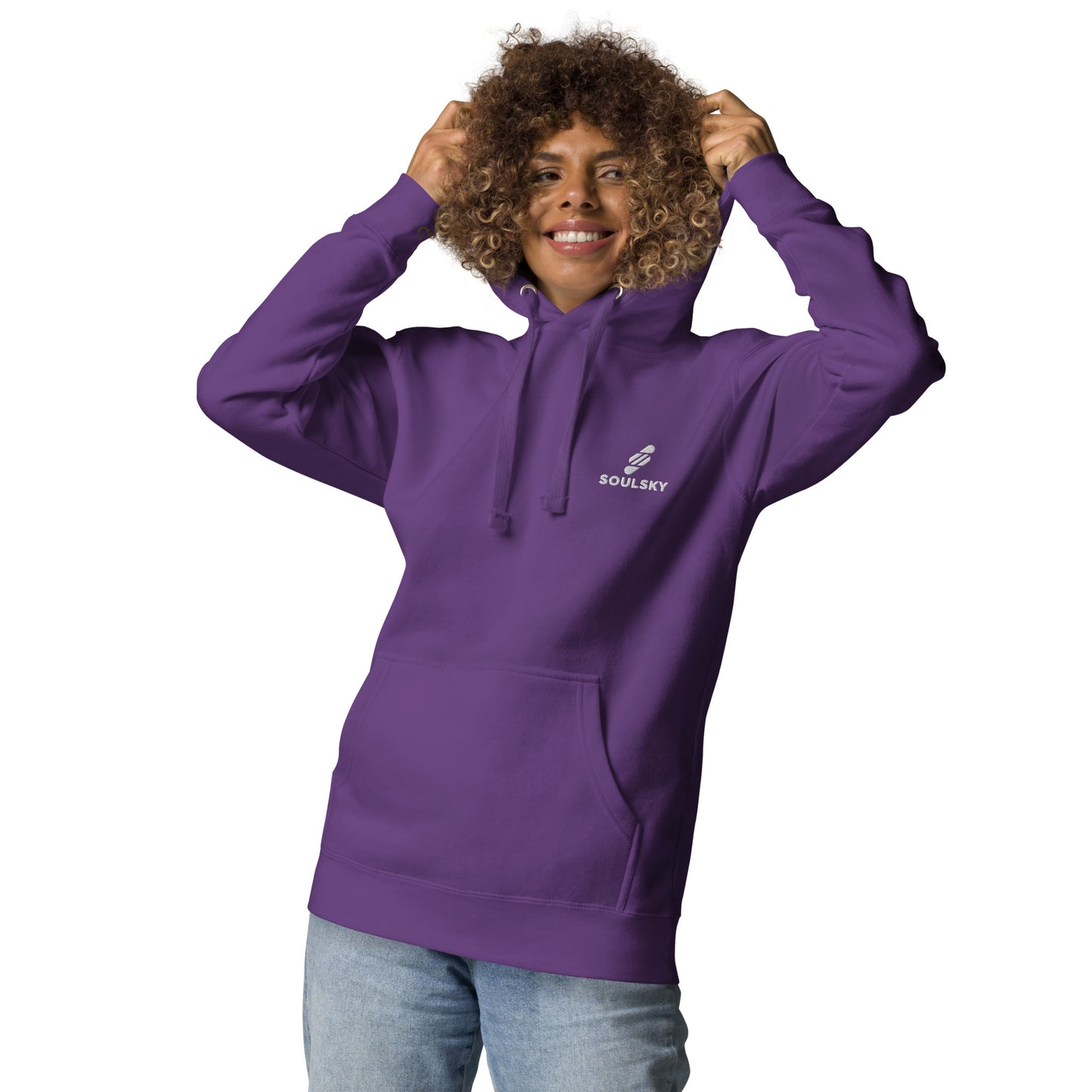 Embroidered Logo Popover Hoodie - Purple