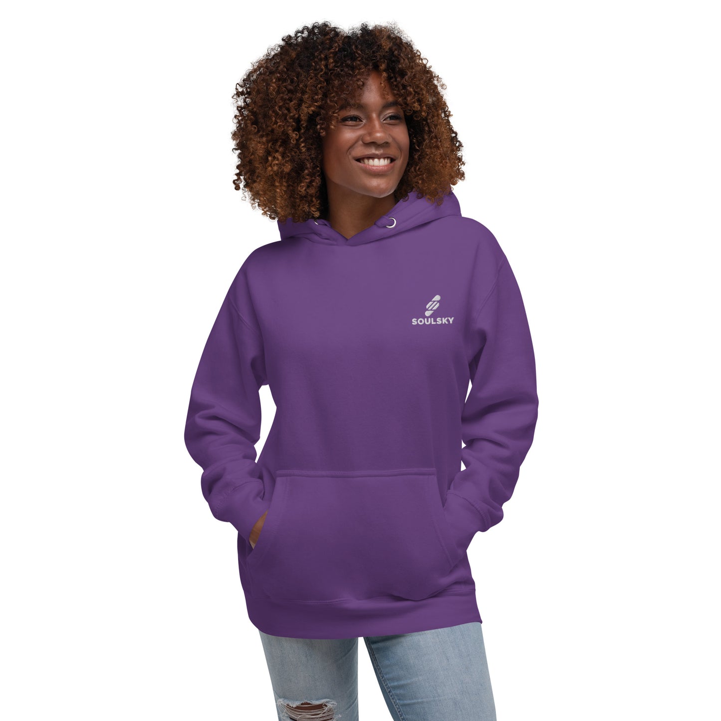 Embroidered Logo Popover Hoodie - Purple