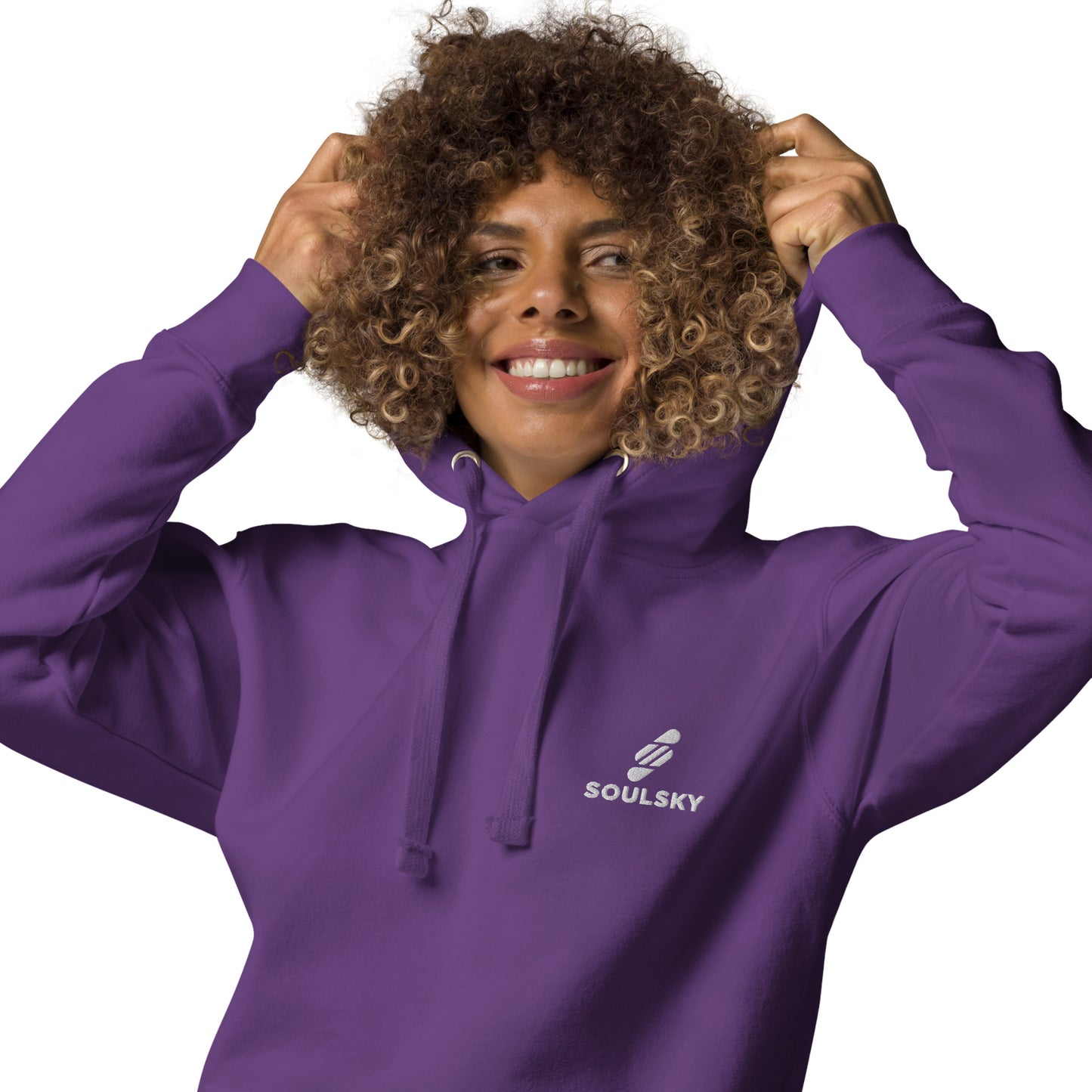 Embroidered Logo Popover Hoodie - Purple