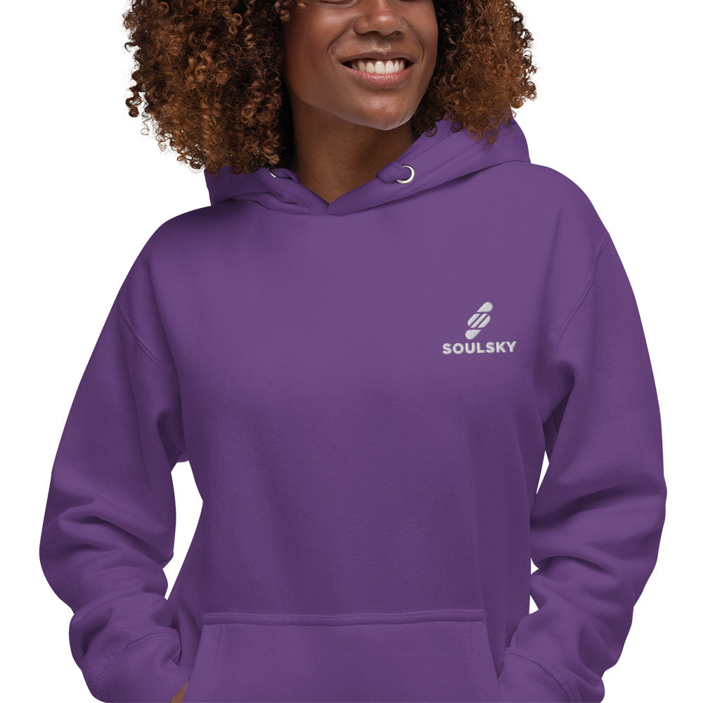 Embroidered Logo Popover Hoodie - Purple - SOULSKY