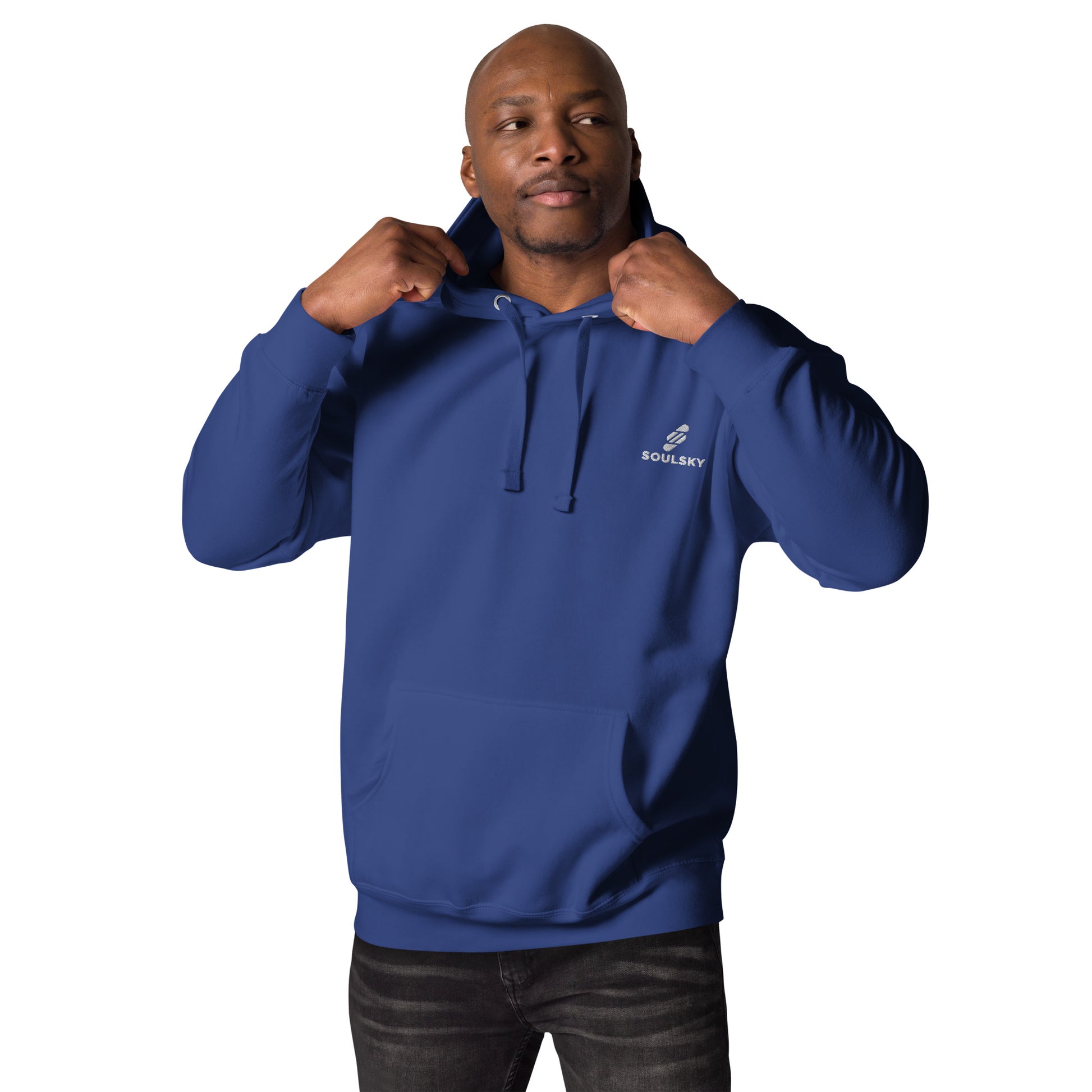 Embroidered Logo Popover Hoodie - Royal Blue - SOULSKY