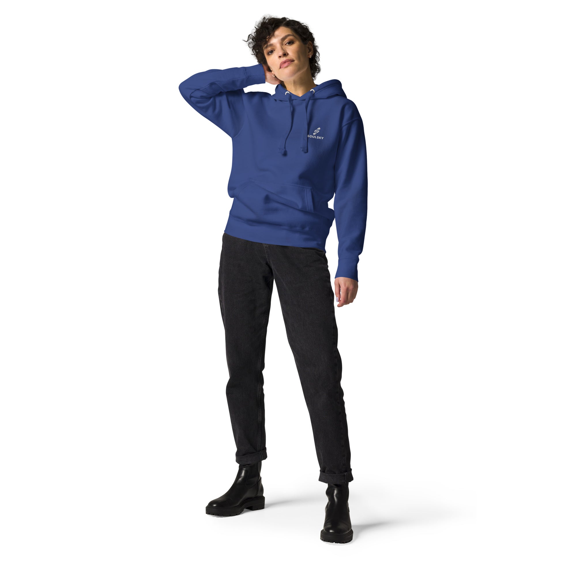 Embroidered Logo Popover Hoodie - Royal Blue - SOULSKY