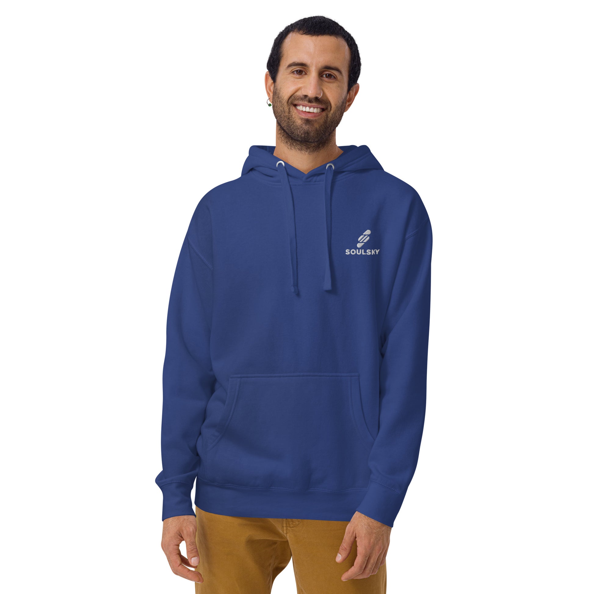 Embroidered Logo Popover Hoodie - Royal Blue - SOULSKY