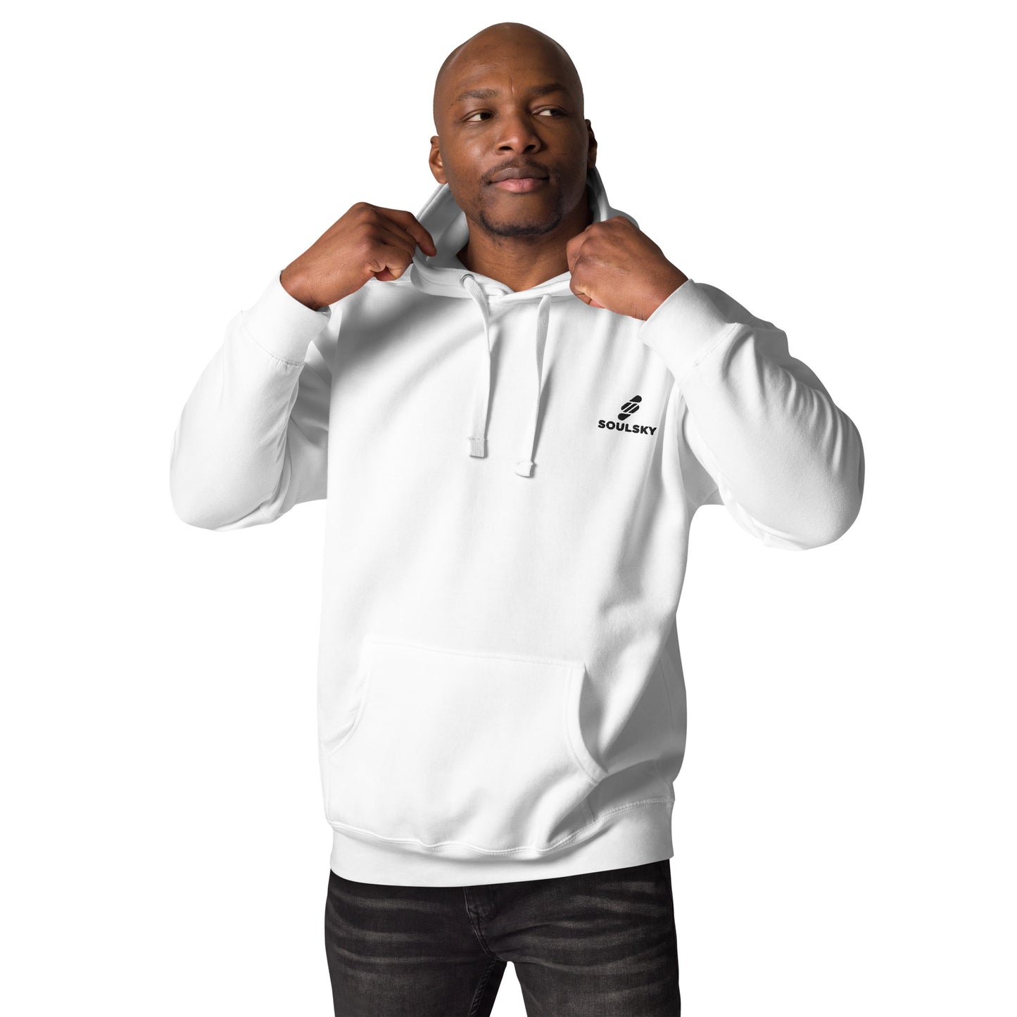 Embroidered Logo Popover Hoodie - White