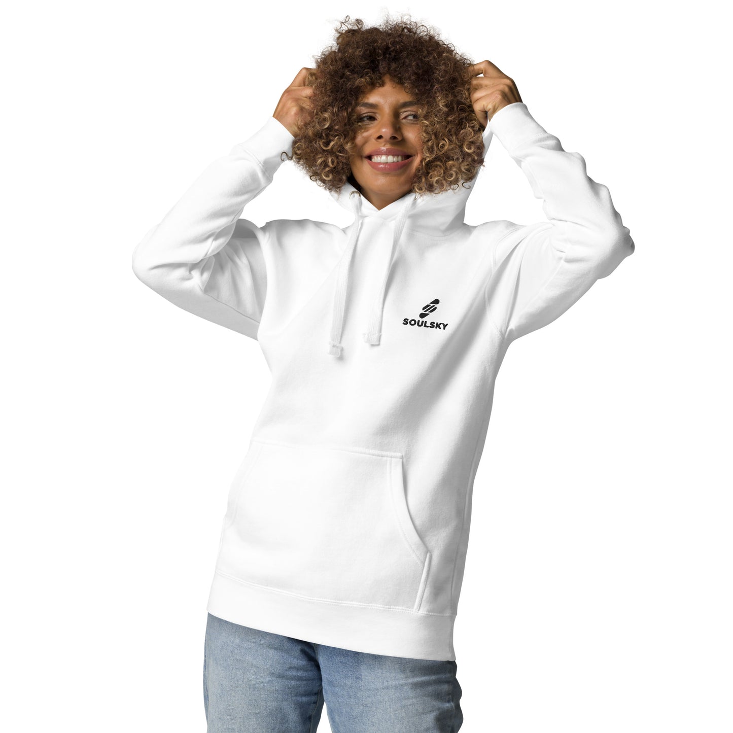 Embroidered Logo Popover Hoodie - White