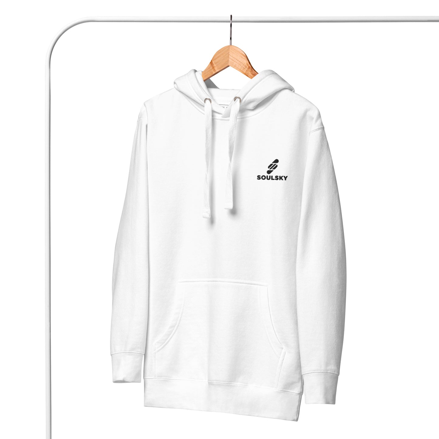 Embroidered Logo Popover Hoodie - White