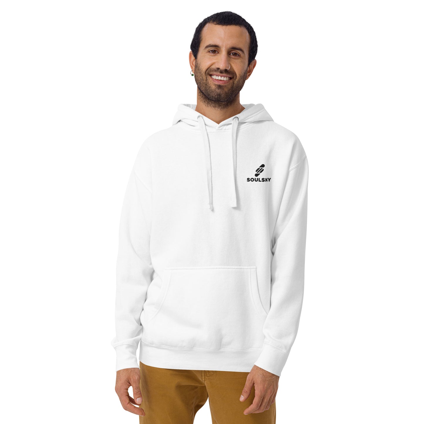Embroidered Logo Popover Hoodie - White
