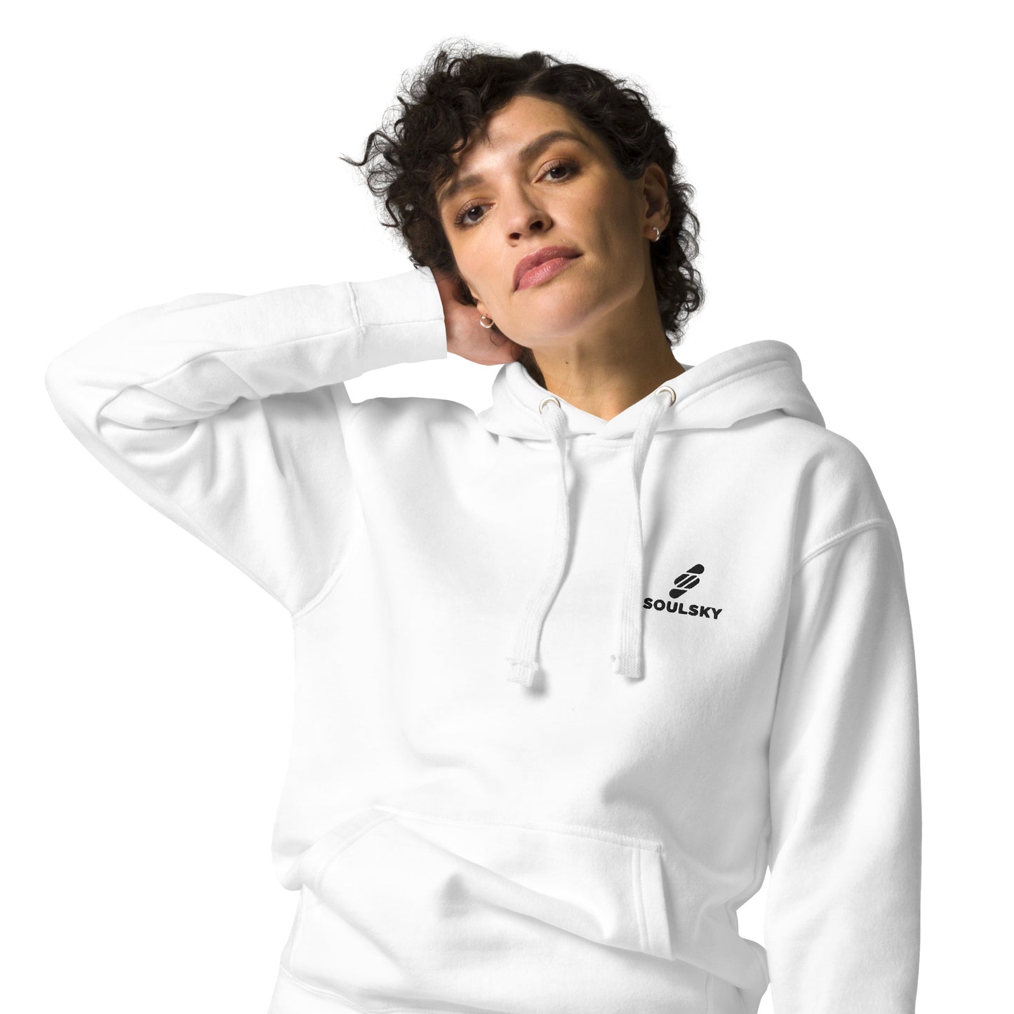 Embroidered Logo Popover Hoodie - White