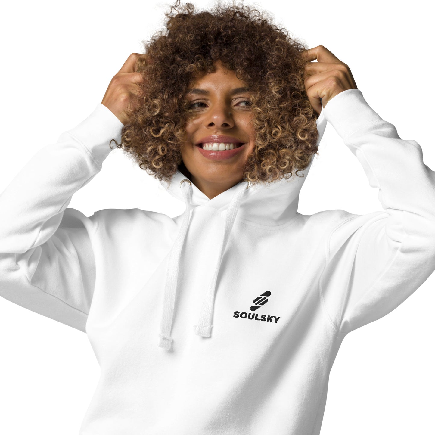 Embroidered Logo Popover Hoodie - White