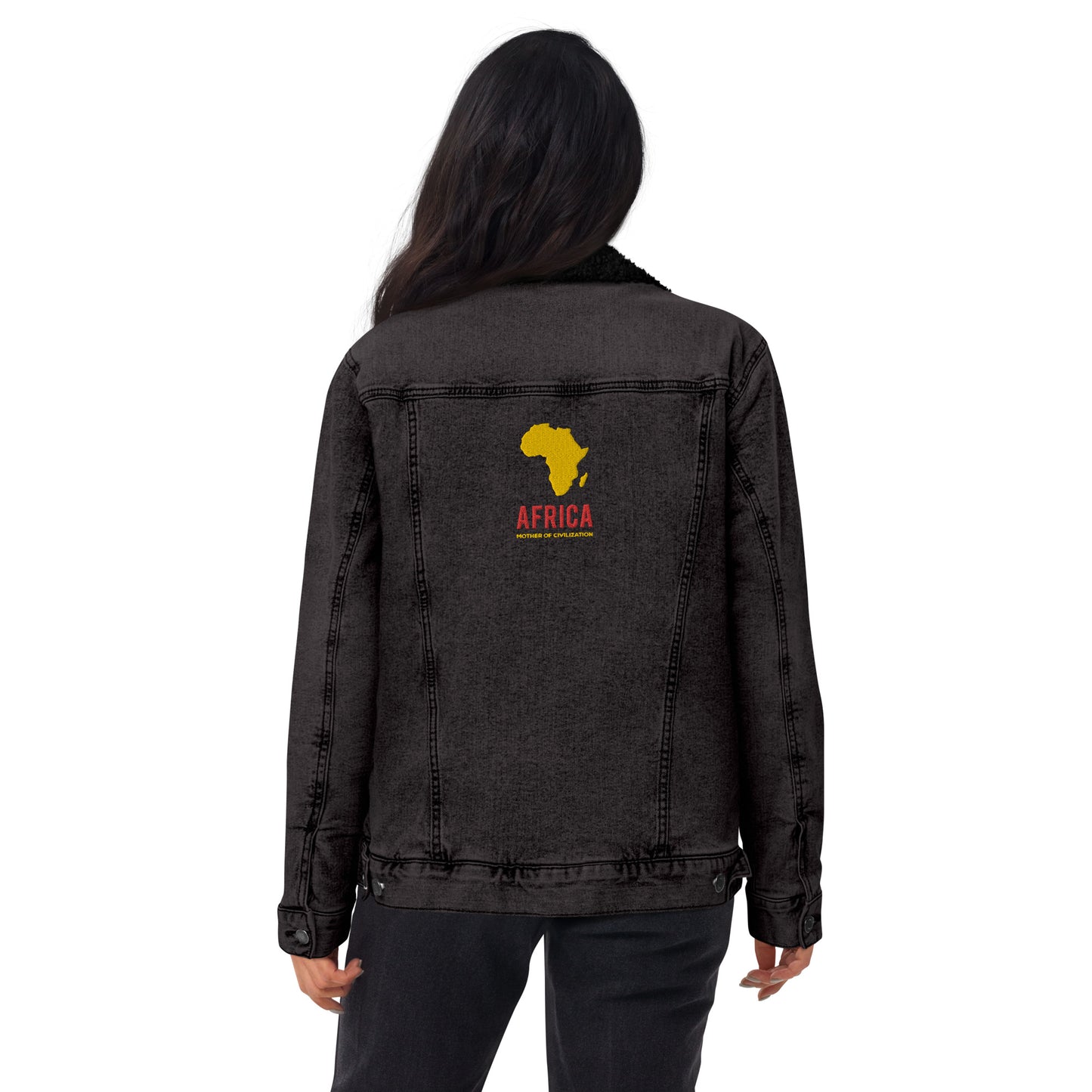 AFRICA - MOTHER OF CIVILIZATION Unisex Denim Sherpa Jacket