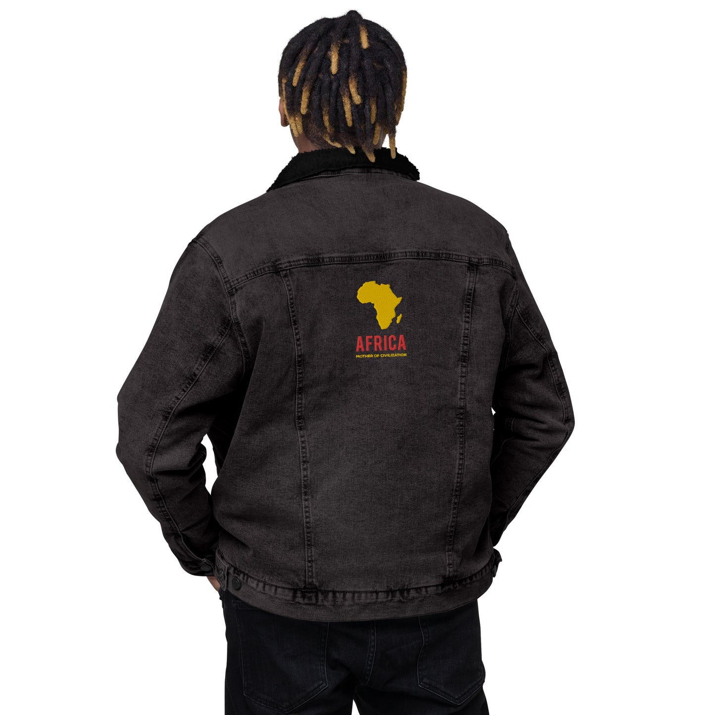 AFRICA - MOTHER OF CIVILIZATION Unisex Denim Sherpa Jacket