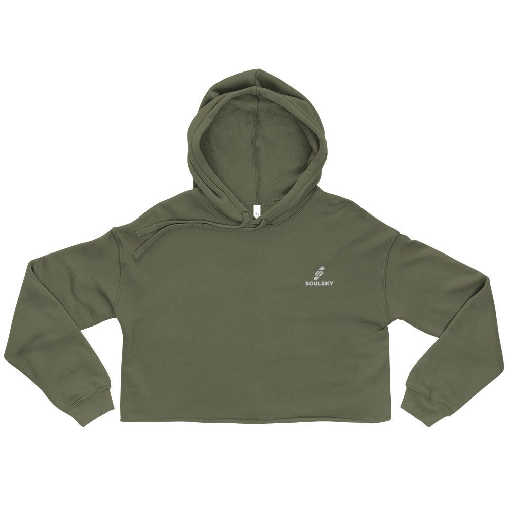 SOULSKY Logo Cropped Hoodie (Military Green)