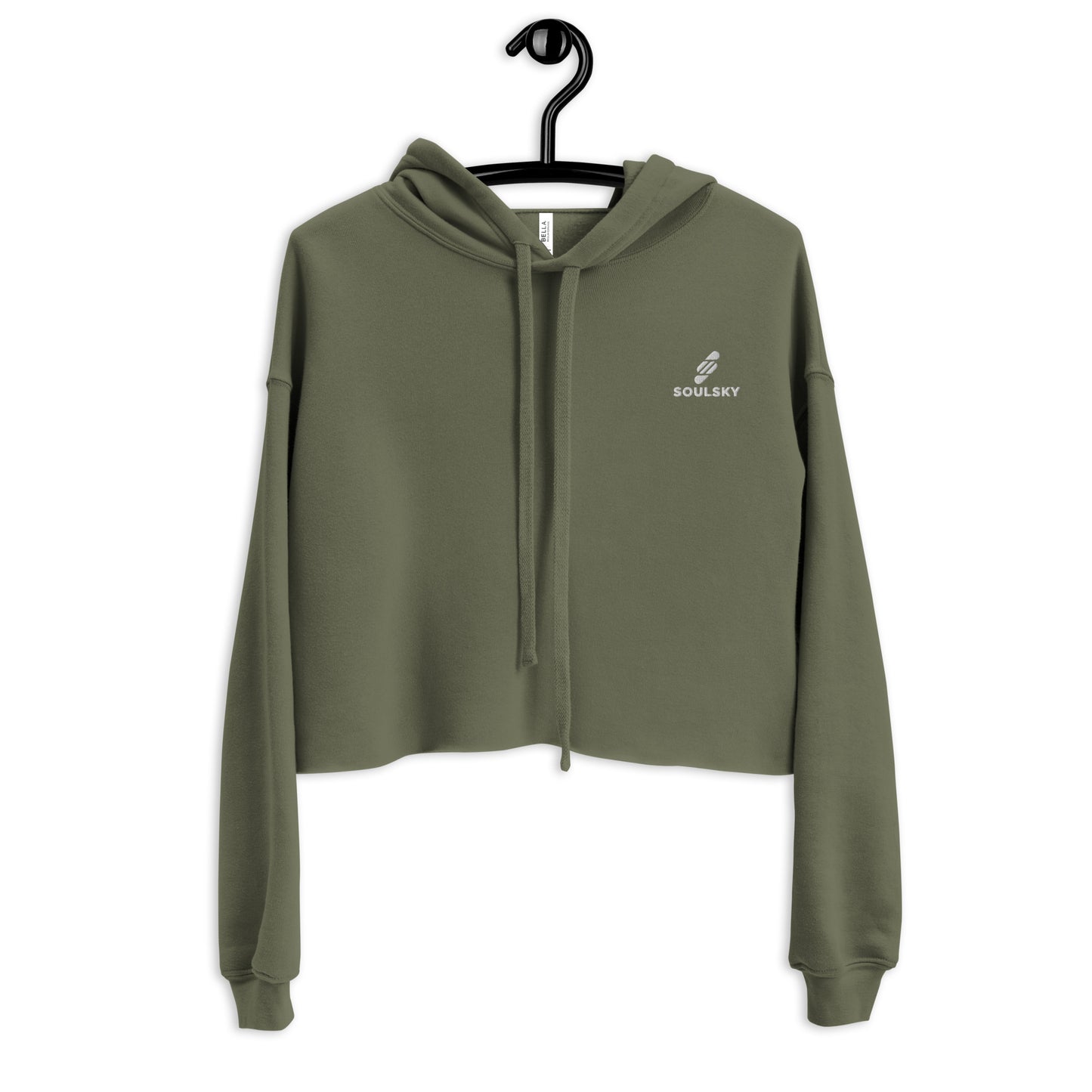 SOULSKY Logo Cropped Hoodie (Military Green)