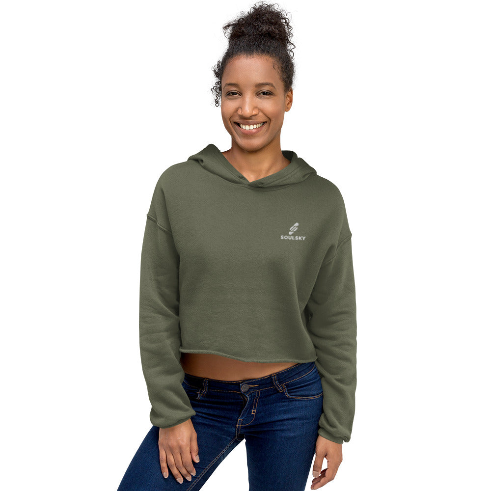 SOULSKY Logo Cropped Hoodie (Military Green)