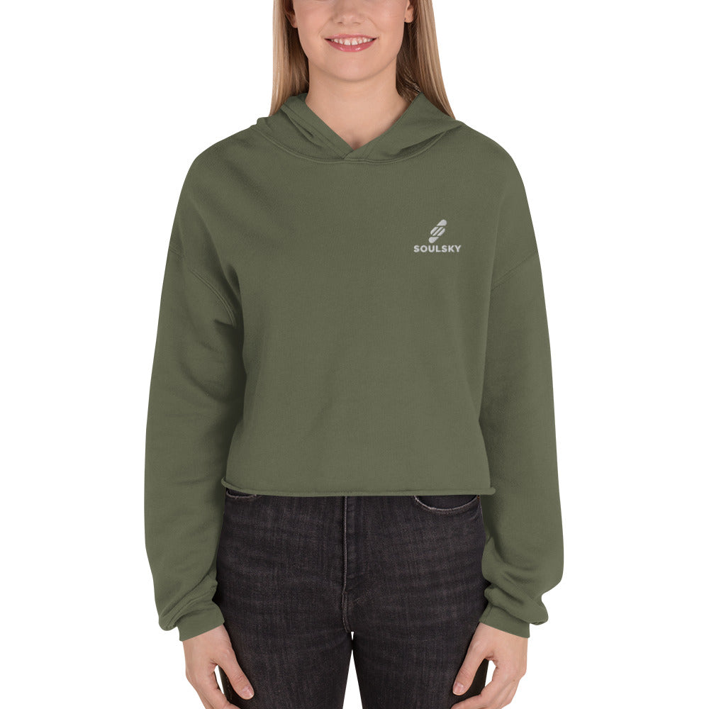SOULSKY Logo Cropped Hoodie (Military Green)