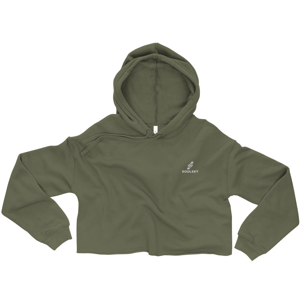 SOULSKY Logo Cropped Hoodie (Military Green)