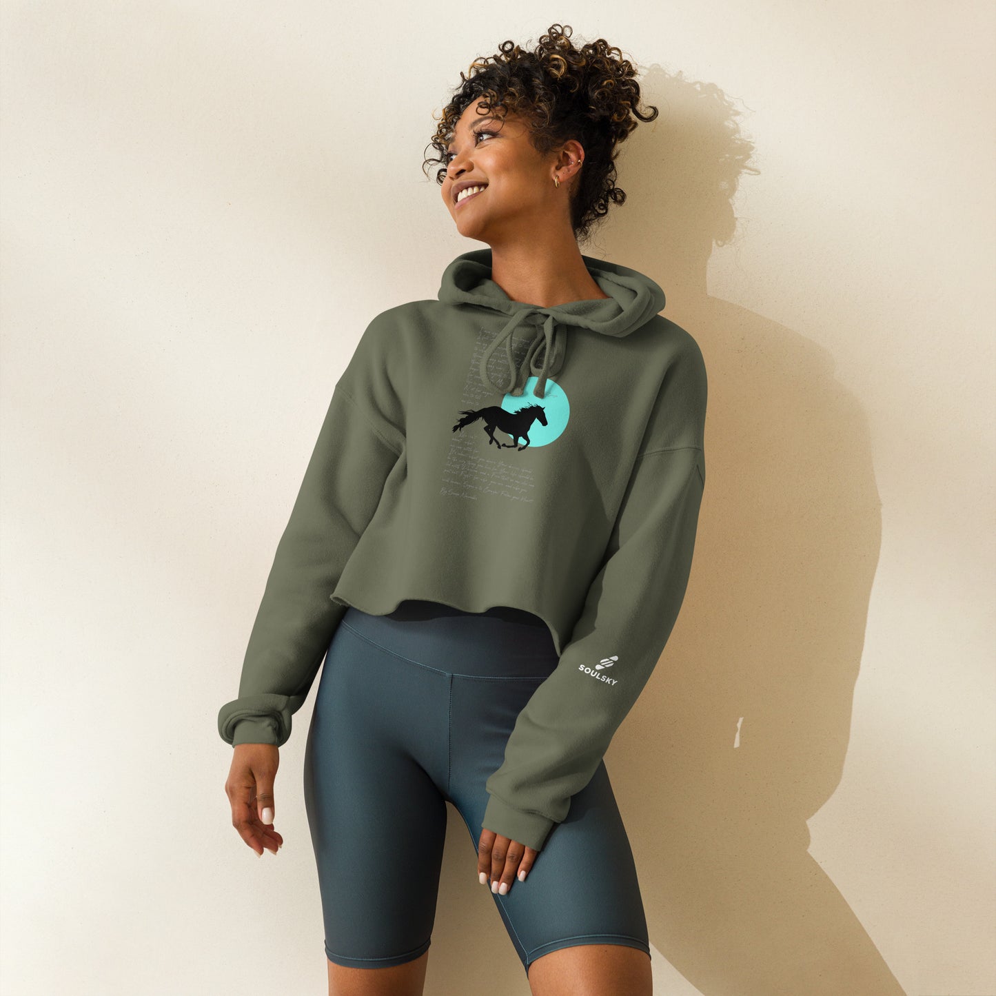 SIGUE A TU CORAZON (Listen to your Heart) Cropped Hoodie (Military Green)