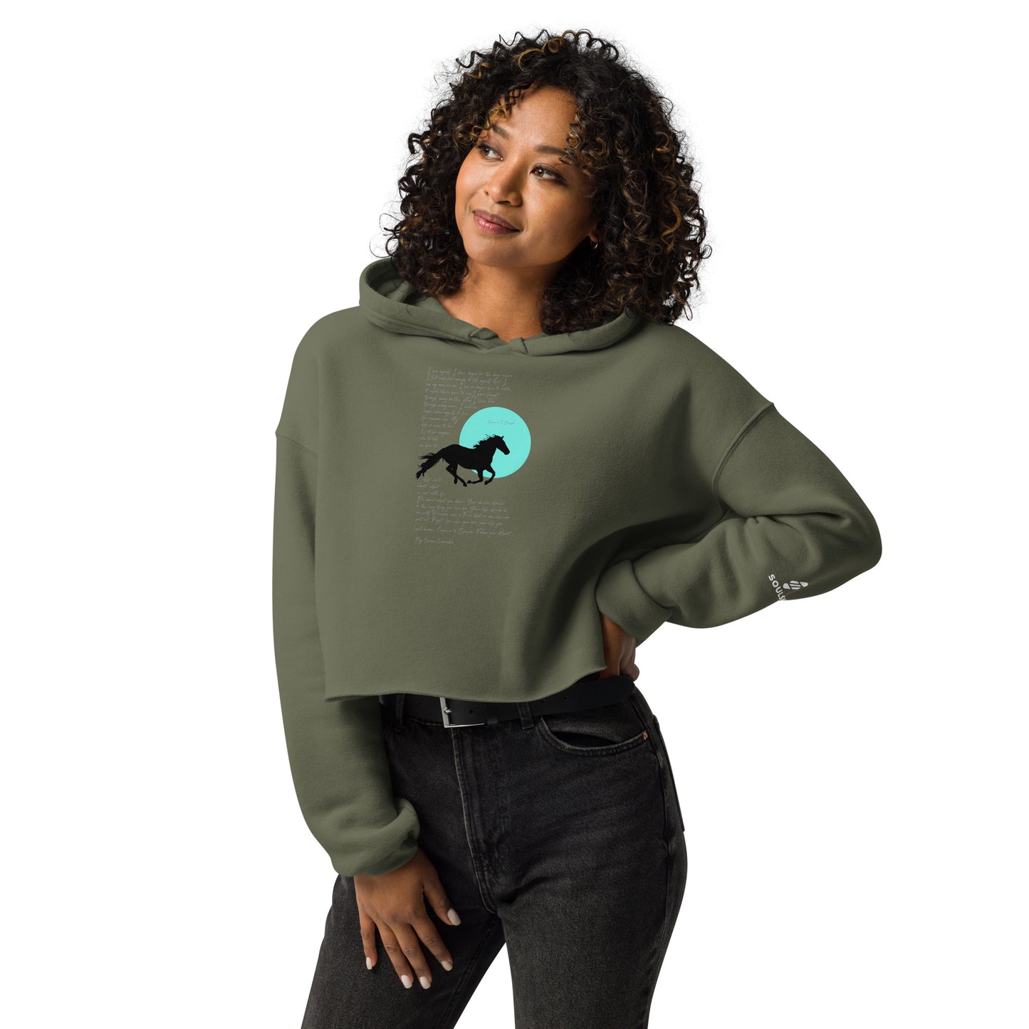 SIGUE A TU CORAZON (Listen to your Heart) Cropped Hoodie (Military Green)