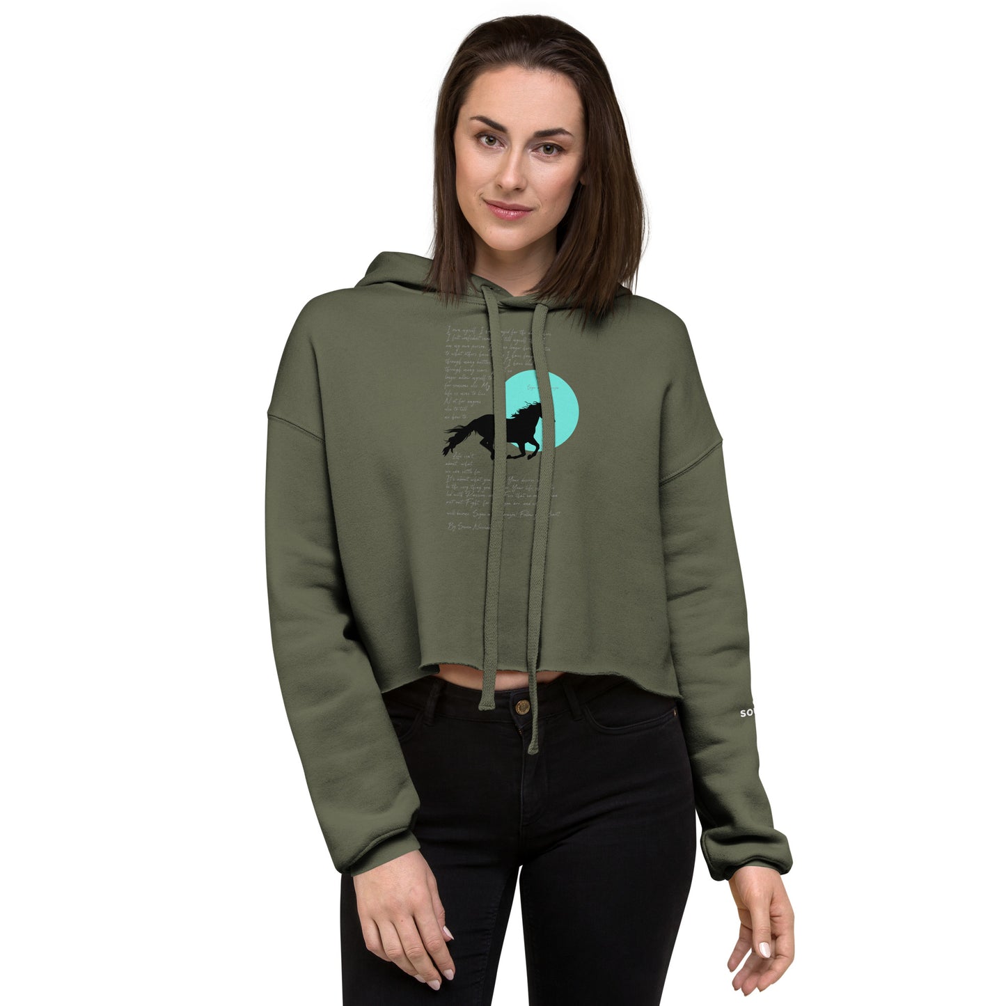 SIGUE A TU CORAZON (Listen to your Heart) Cropped Hoodie (Military Green)