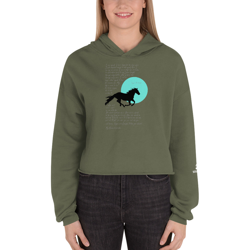SIGUE A TU CORAZON (Listen to your Heart) Cropped Hoodie (Military Green)