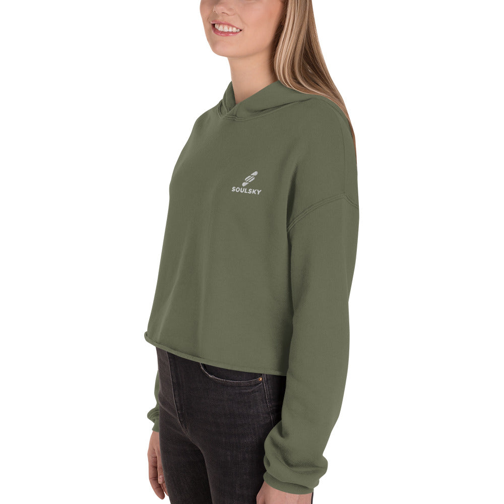 SOULSKY Logo Cropped Hoodie (Military Green)