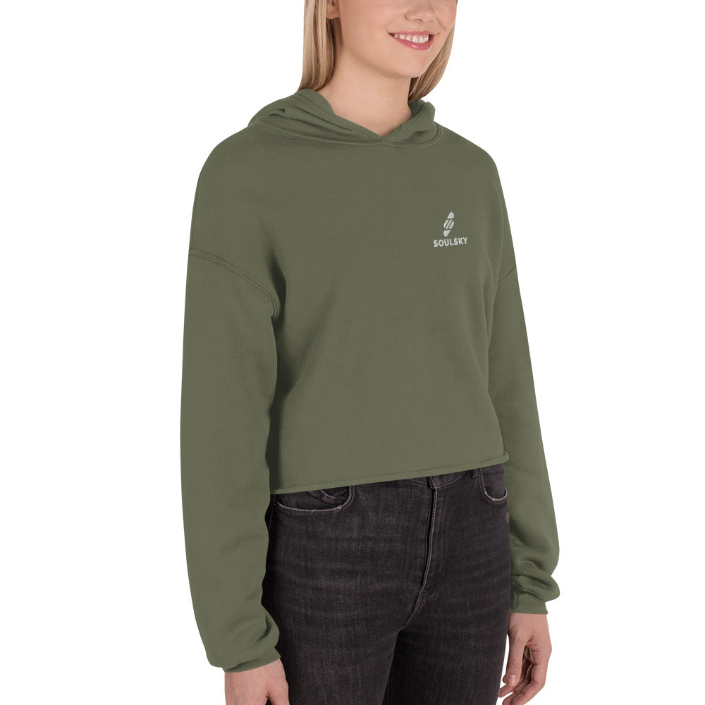 SOULSKY Logo Cropped Hoodie (Military Green)