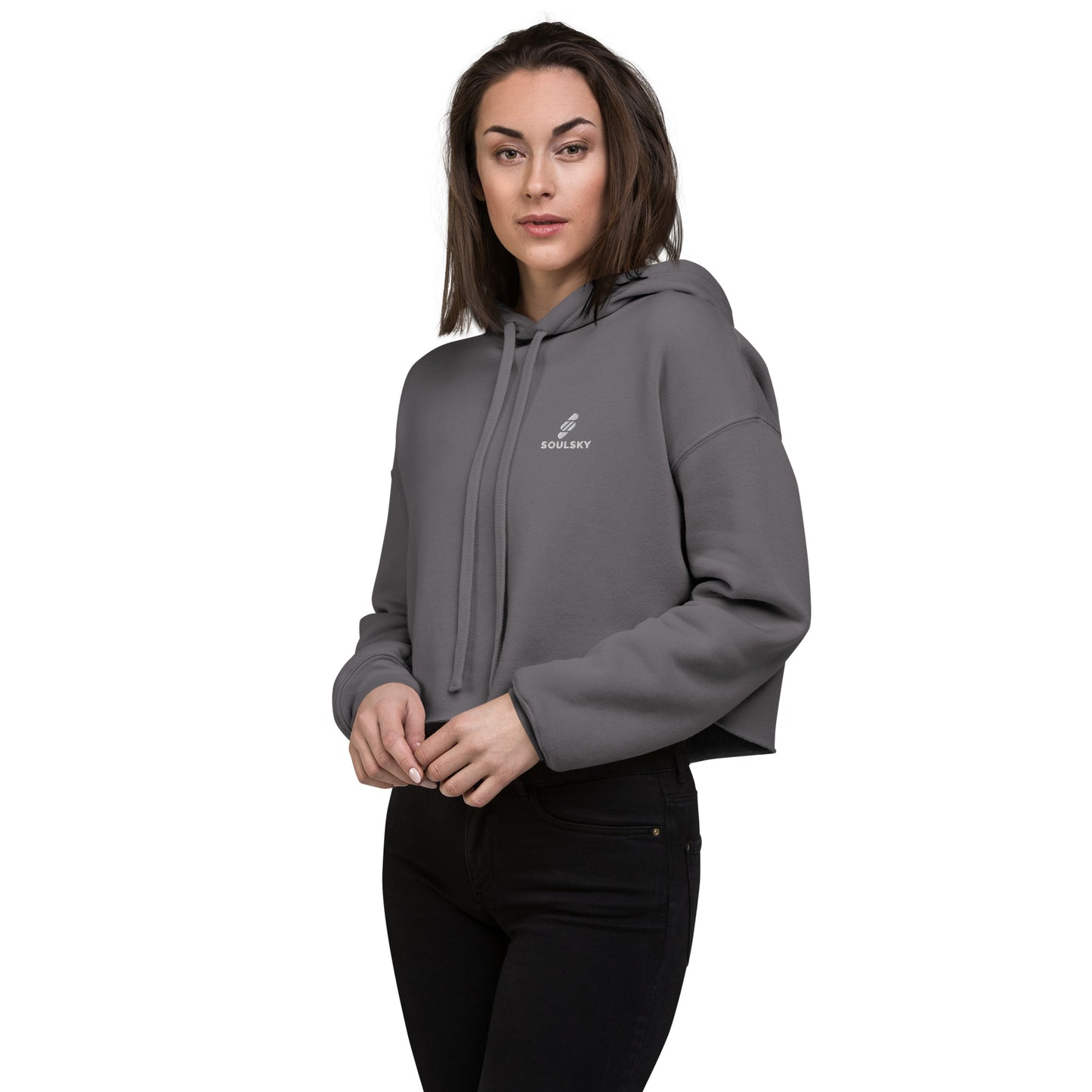 SOULSKY Logo Cropped Hoodie (Storm Gray)