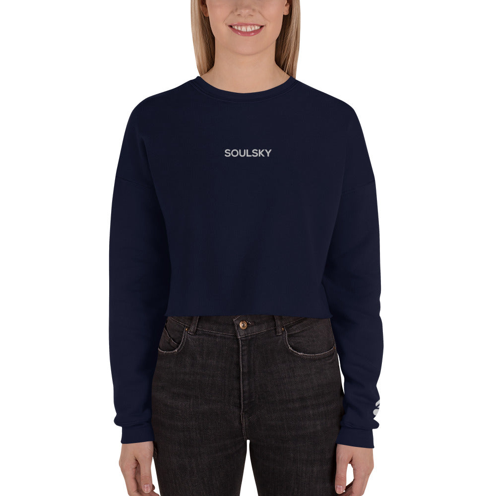SOULSKY Logo Cropped Sweatshirt - Navy Blue