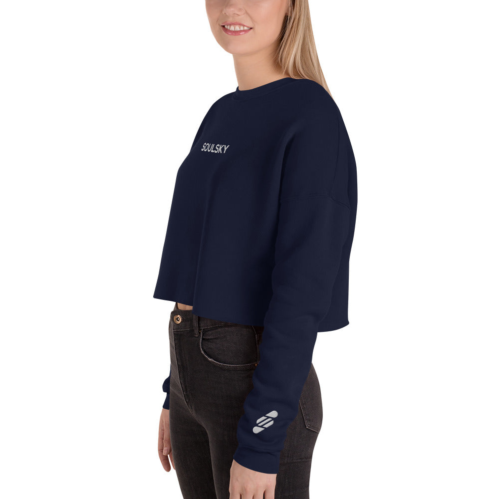 SOULSKY Logo Cropped Sweatshirt - Navy Blue