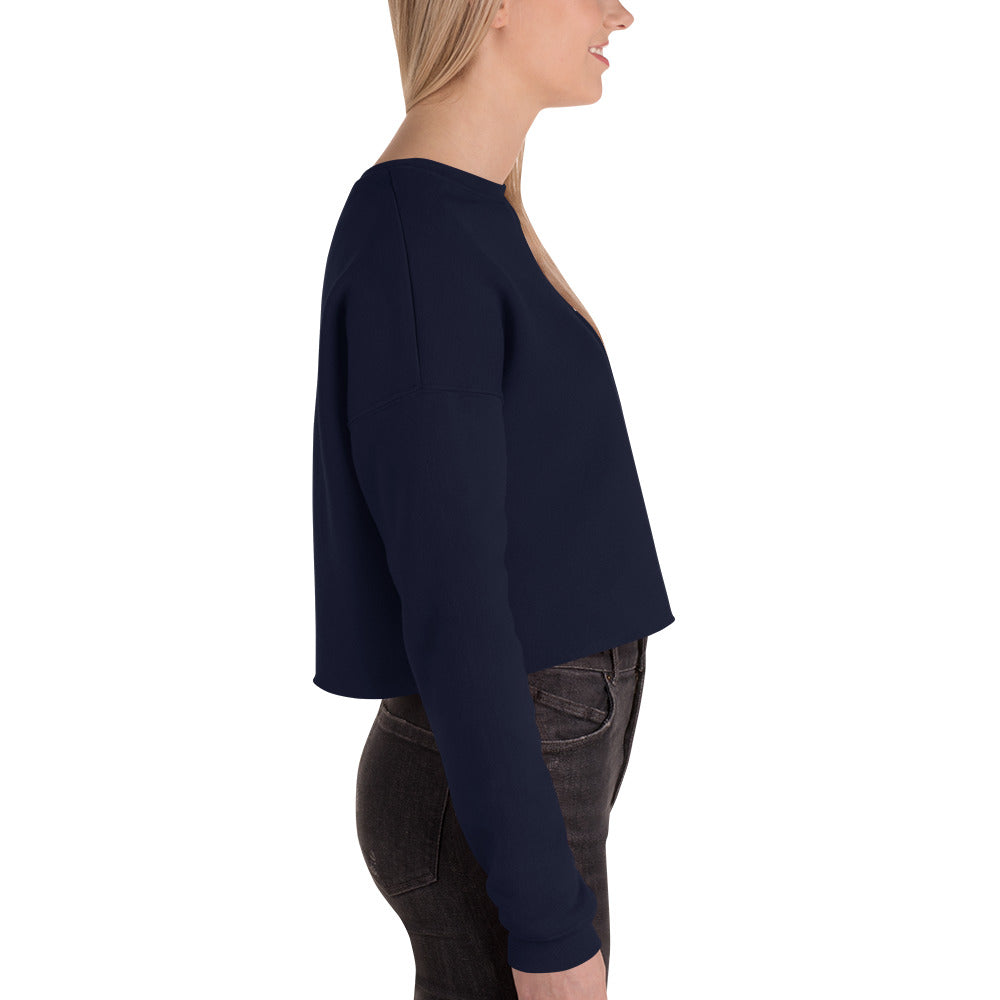 SOULSKY Logo Cropped Sweatshirt - Navy Blue