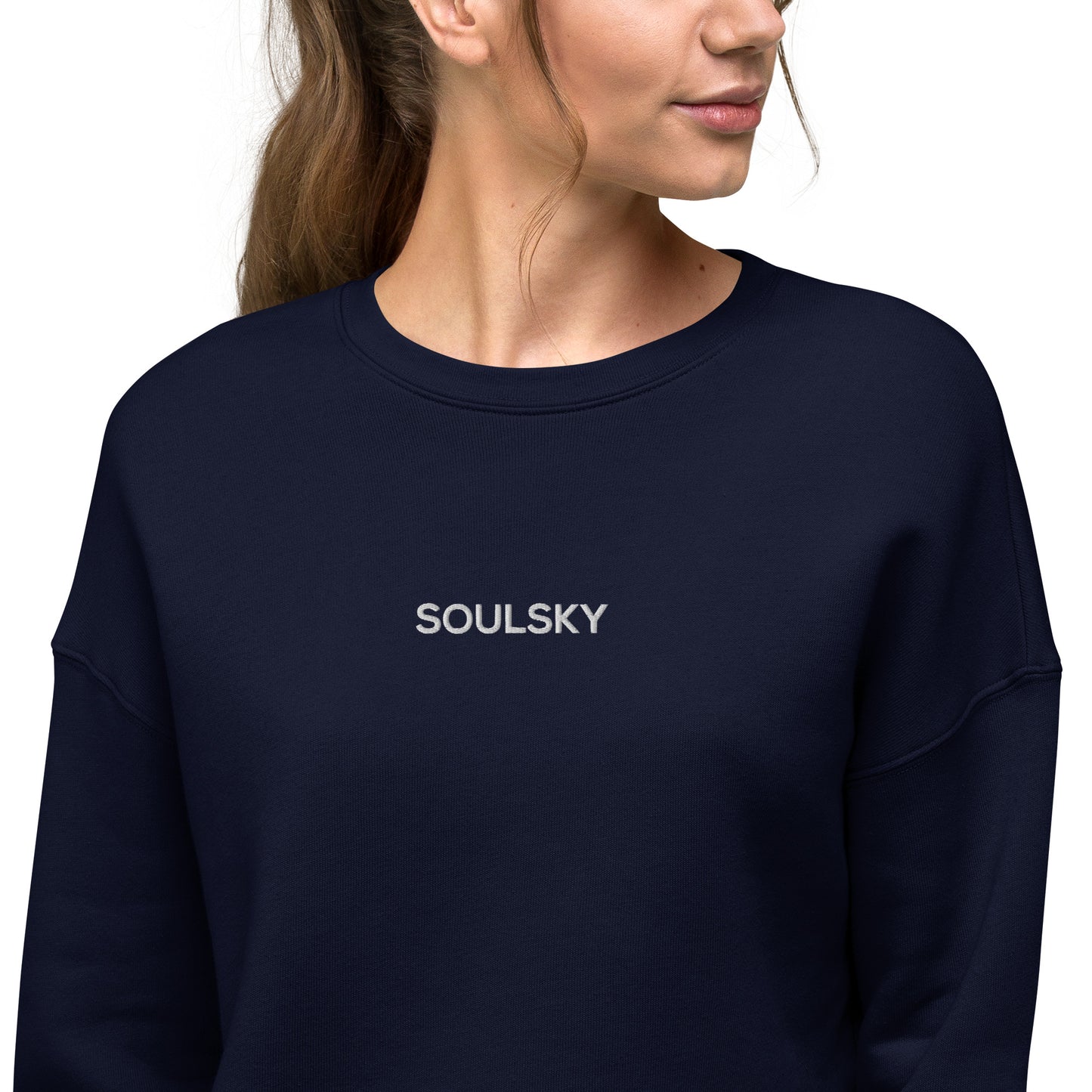 SOULSKY Logo Cropped Sweatshirt - Navy Blue