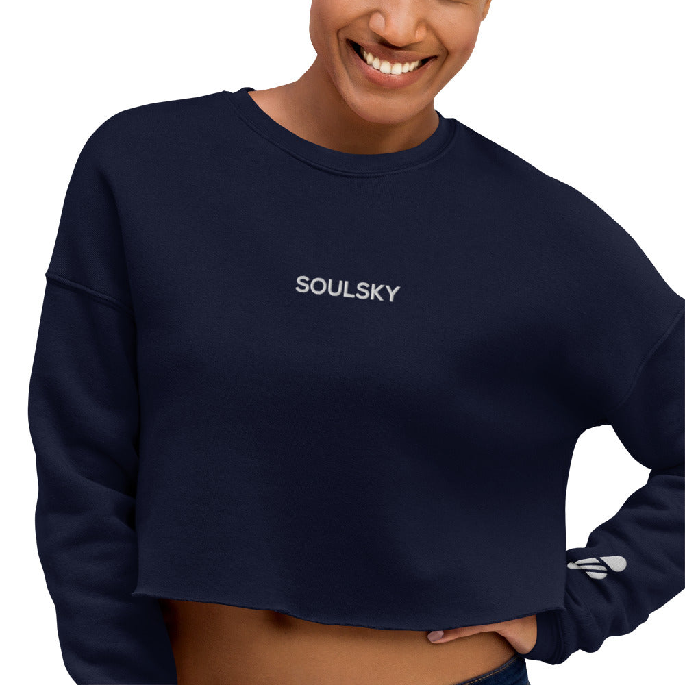 SOULSKY Logo Cropped Sweatshirt - Navy Blue